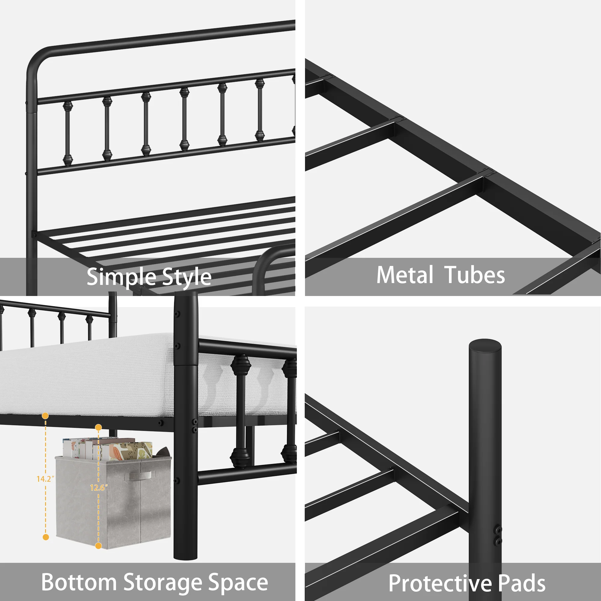 Metal Bed Frame, Full Size with Headboard and Under Bed Storage - Image 7