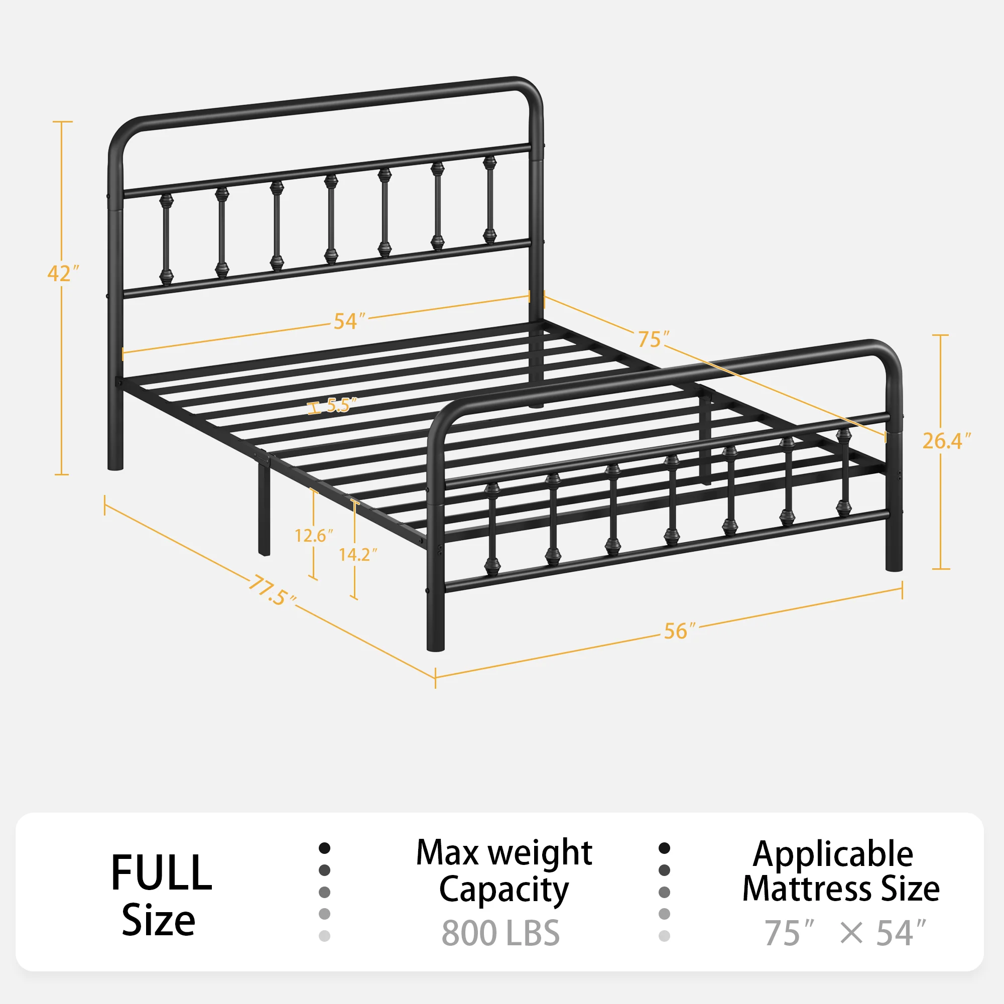 Metal Bed Frame, Full Size with Headboard and Under Bed Storage - Image 8