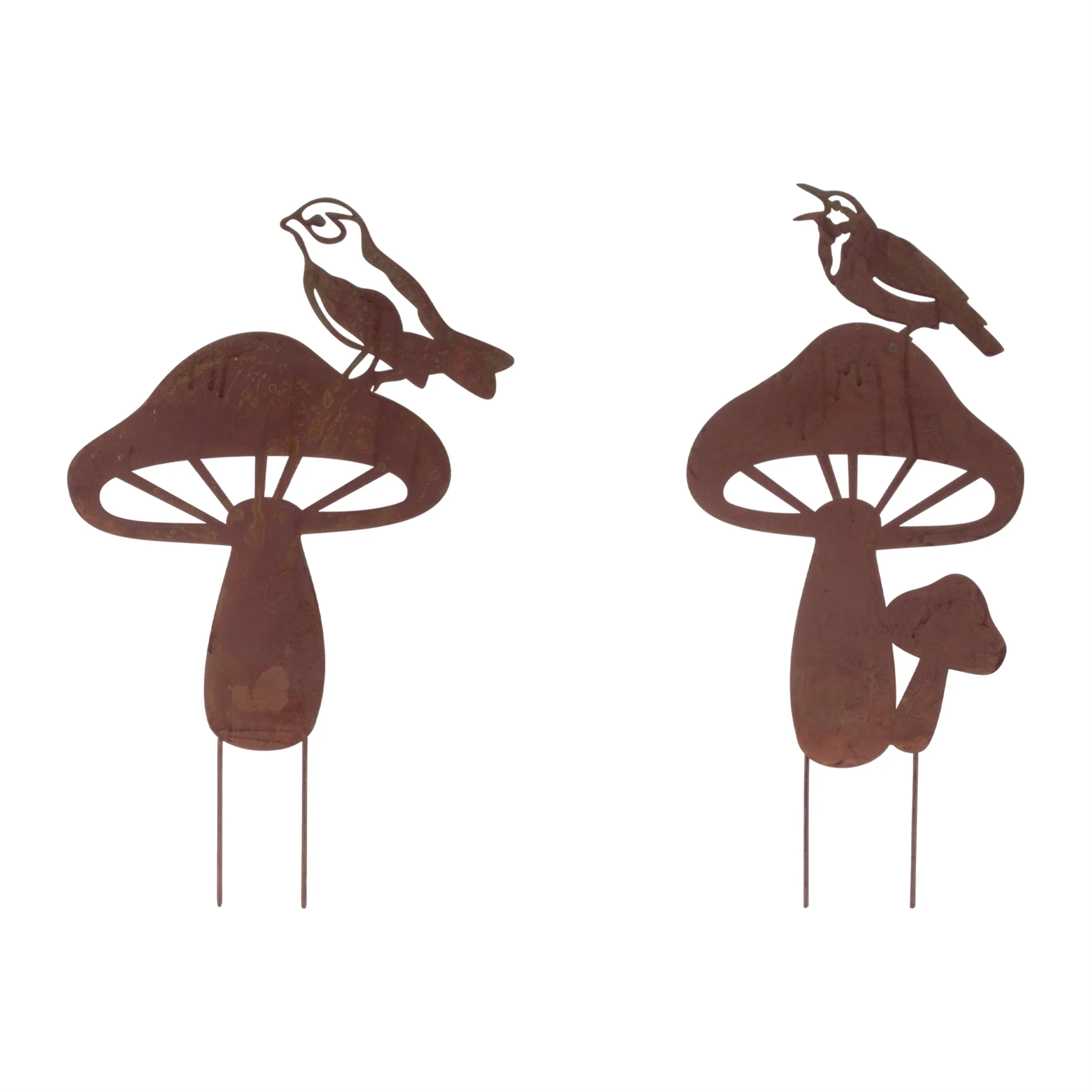 Metal Bird and Mushroom Garden Stake (Set of 2) - Image 2