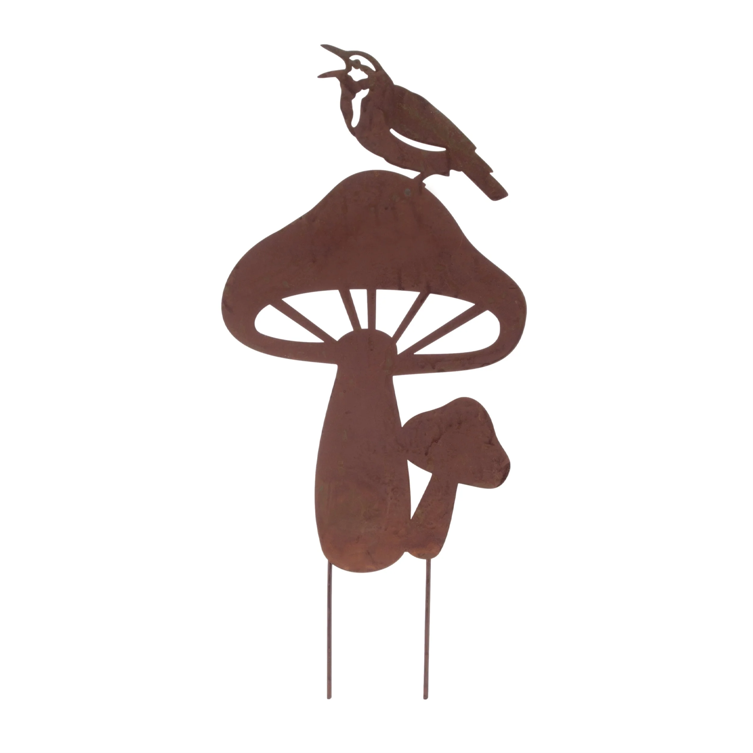 Metal Bird and Mushroom Garden Stake (Set of 2) - Image 4