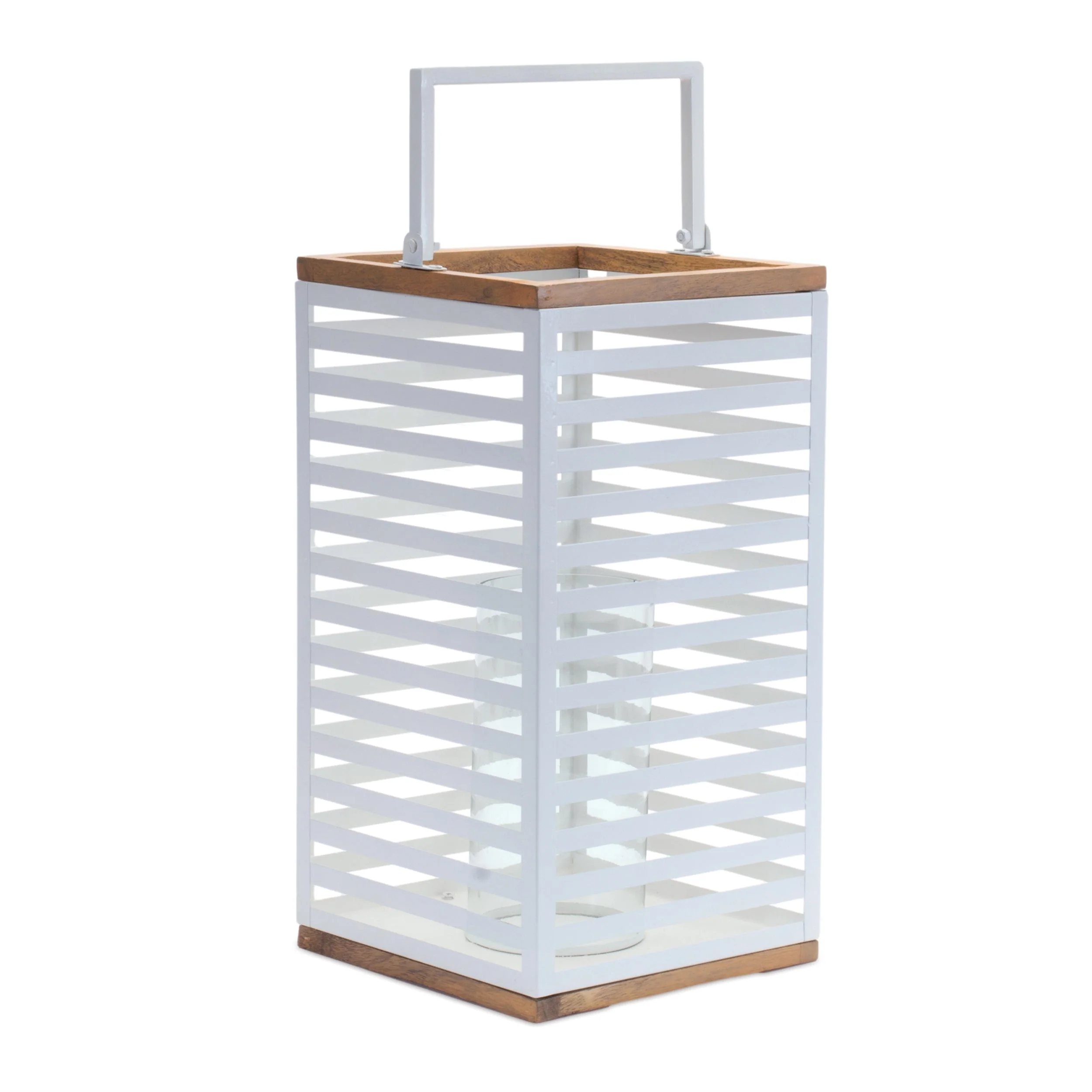 Metal Box Lantern with Natural Wood Accents (Set of 2) - Image 2