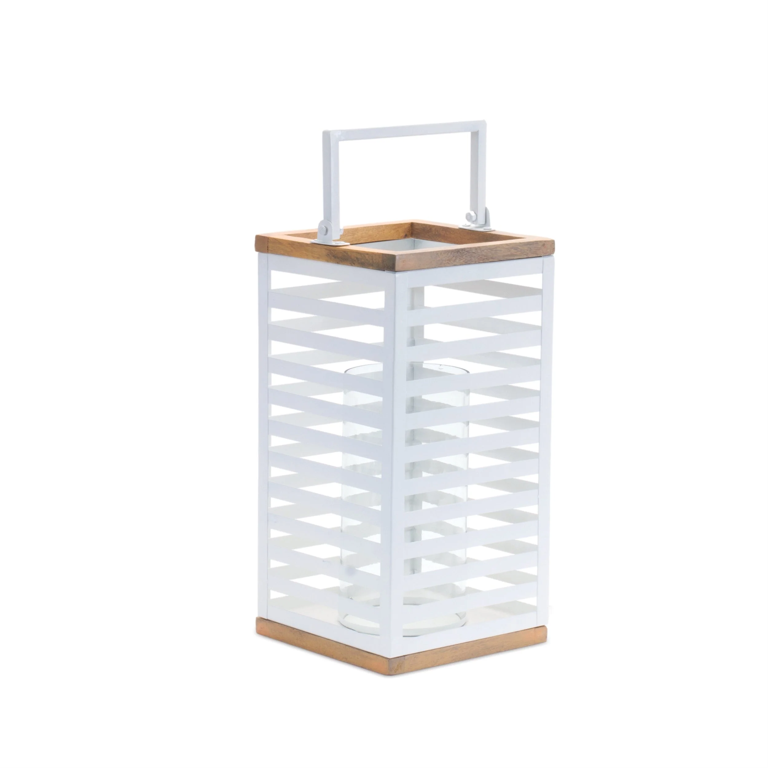 Metal Box Lantern with Natural Wood Accents (Set of 2) - Image 3