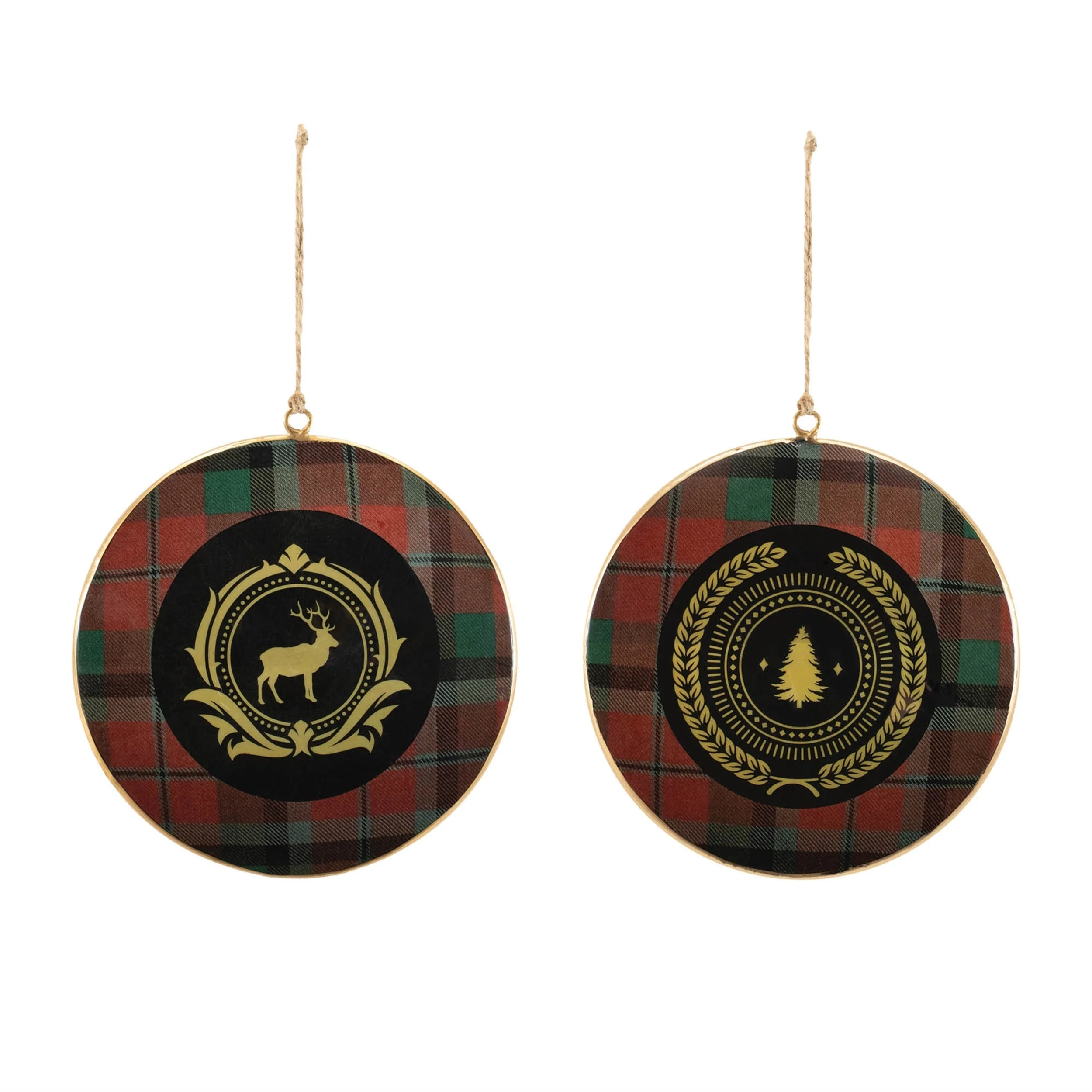Metal Deer and Pine Tree Disc Ornament (Set of 6) - Image 2