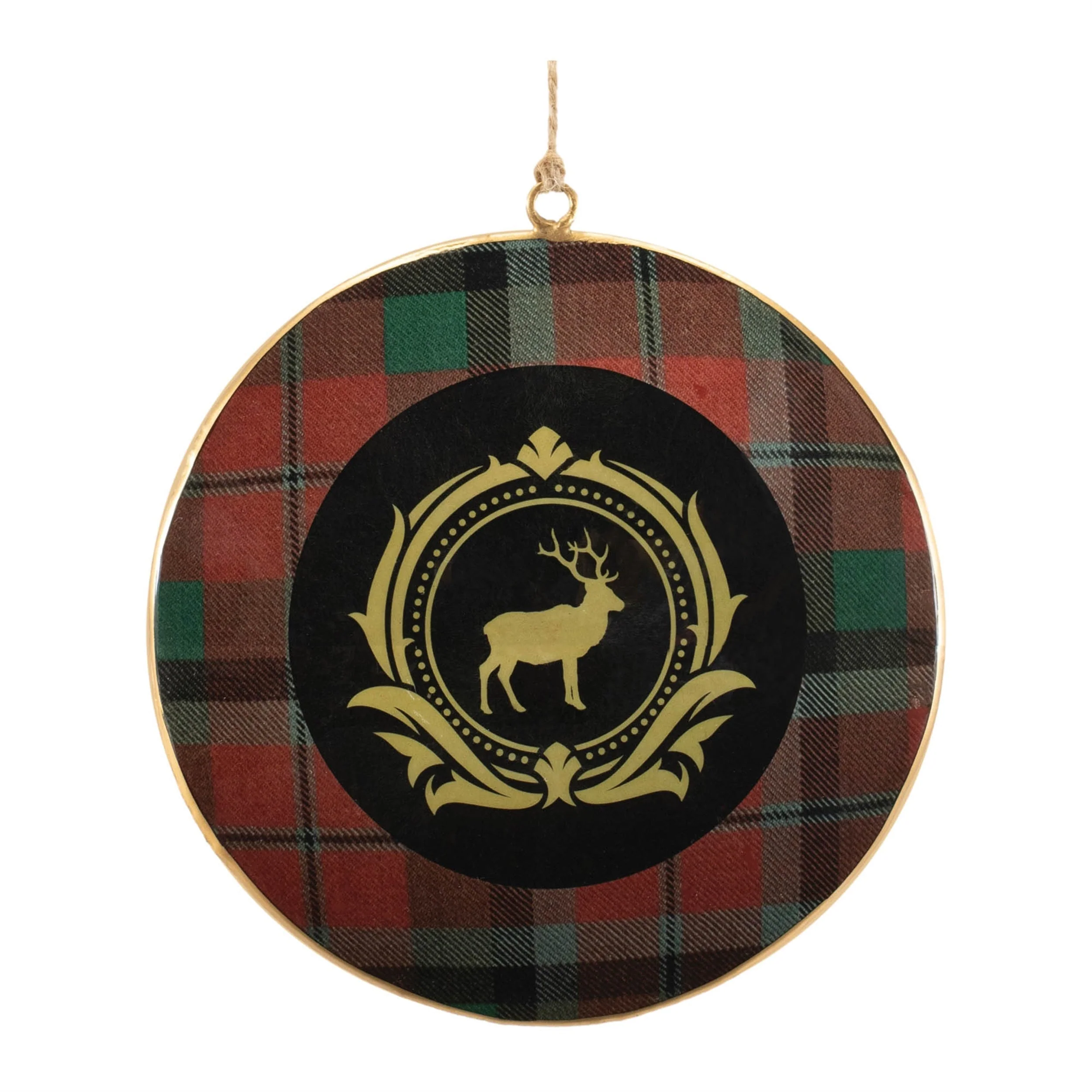 Metal Deer and Pine Tree Disc Ornament (Set of 6) - Image 3