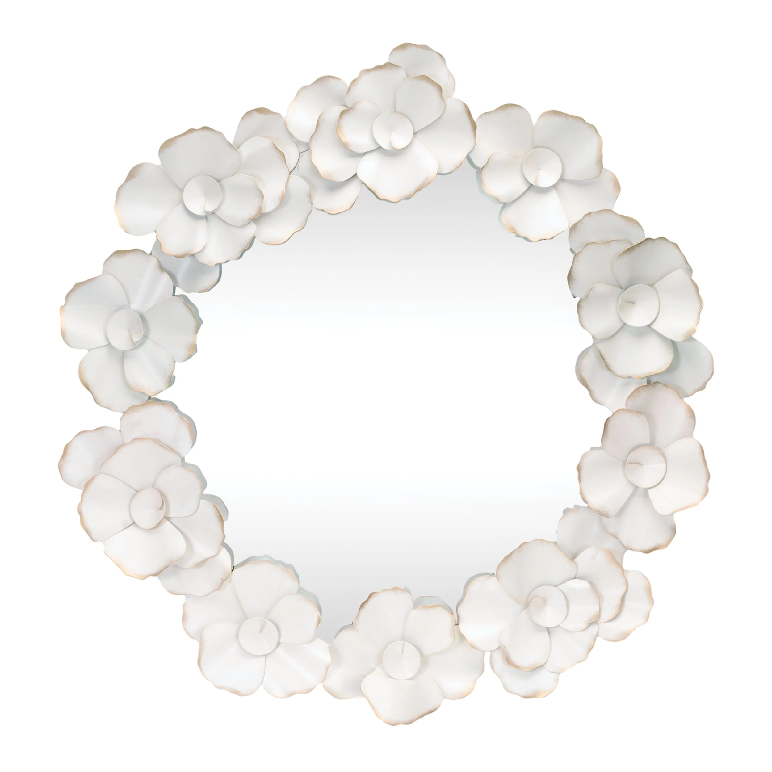 Metal floral sculpture wall mirror 32"d - Image 3