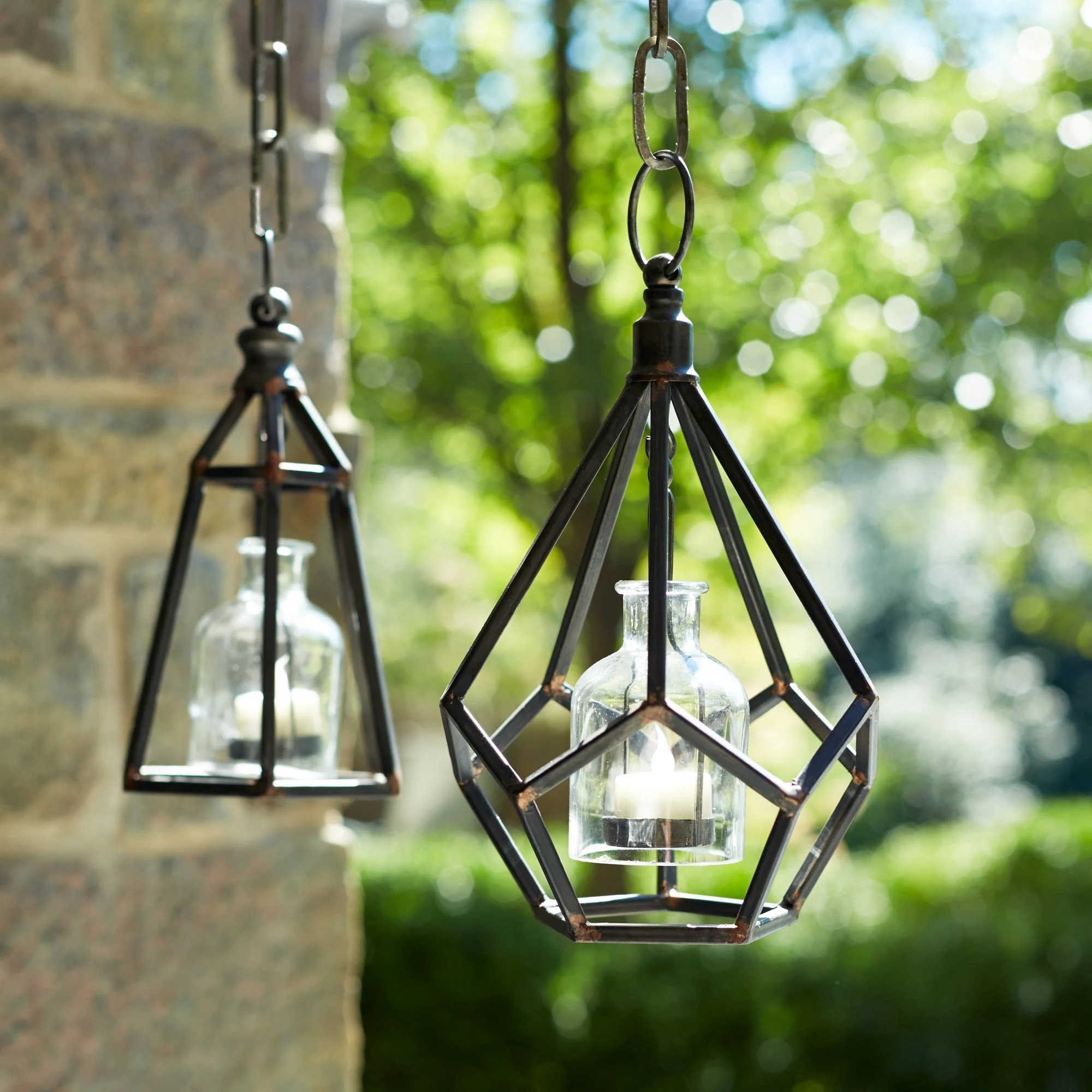 Metal Frame Hanging Tea Light Holder (Set of 2) - Image 2