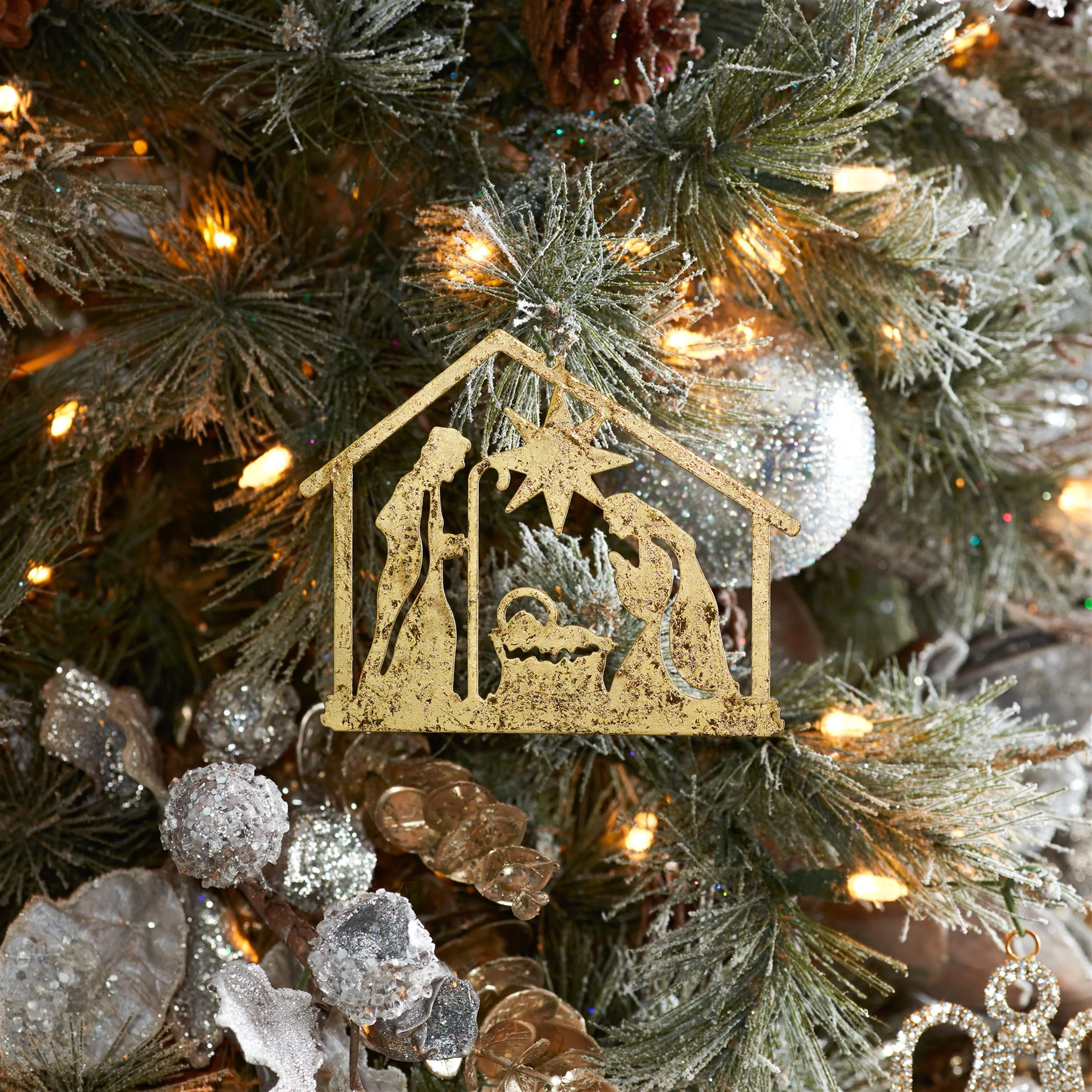 Metal Holy Family Cut Out Ornament (Set of 12) - Image 3