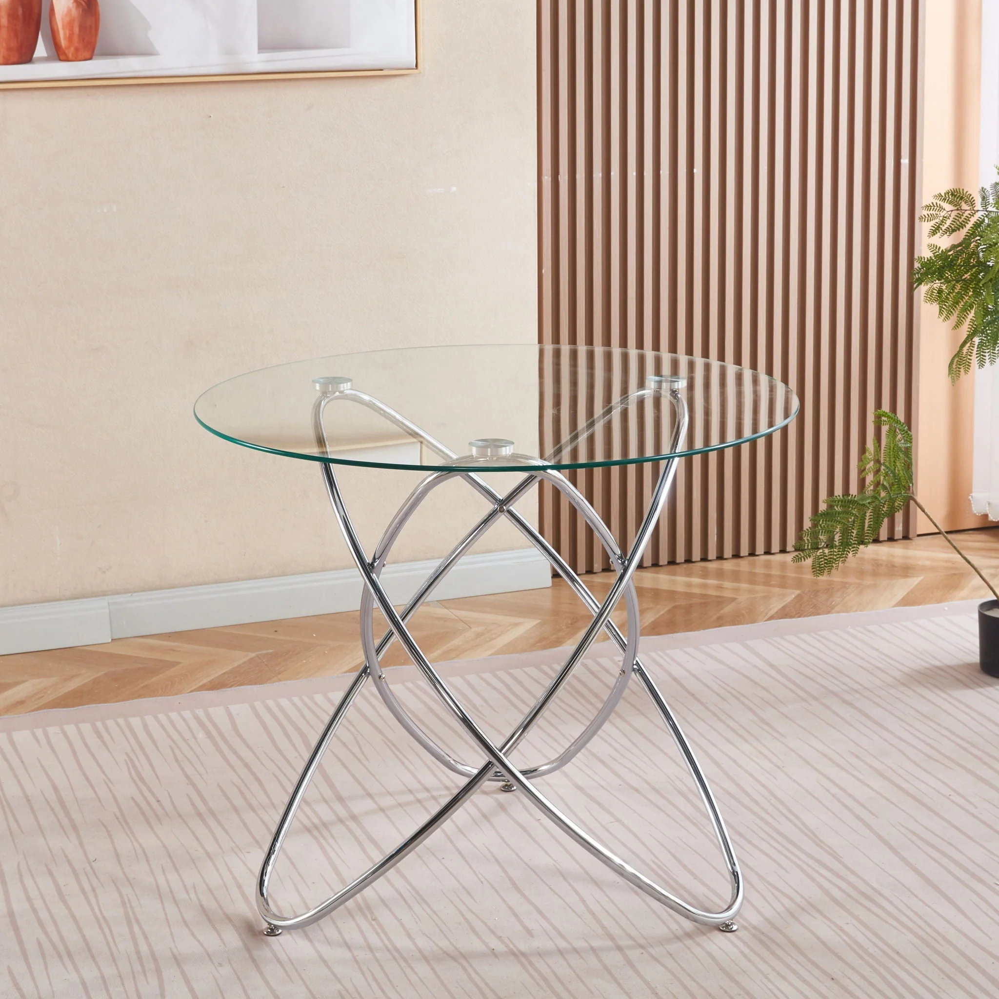 Metal Leg Dining Table With Tempered Glass Top - Image 3