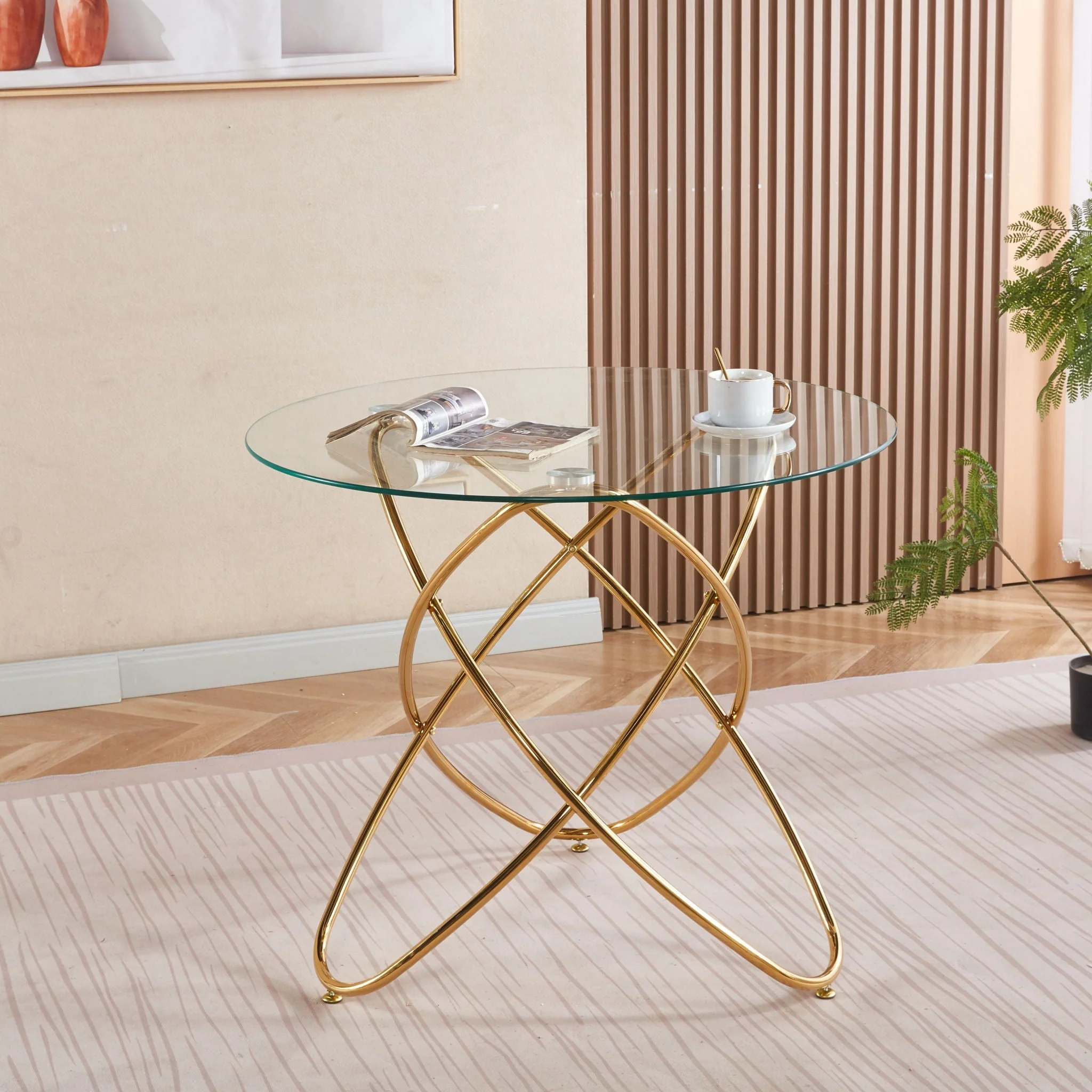 Metal Leg Dining Table With Tempered Glass Top - Image 4