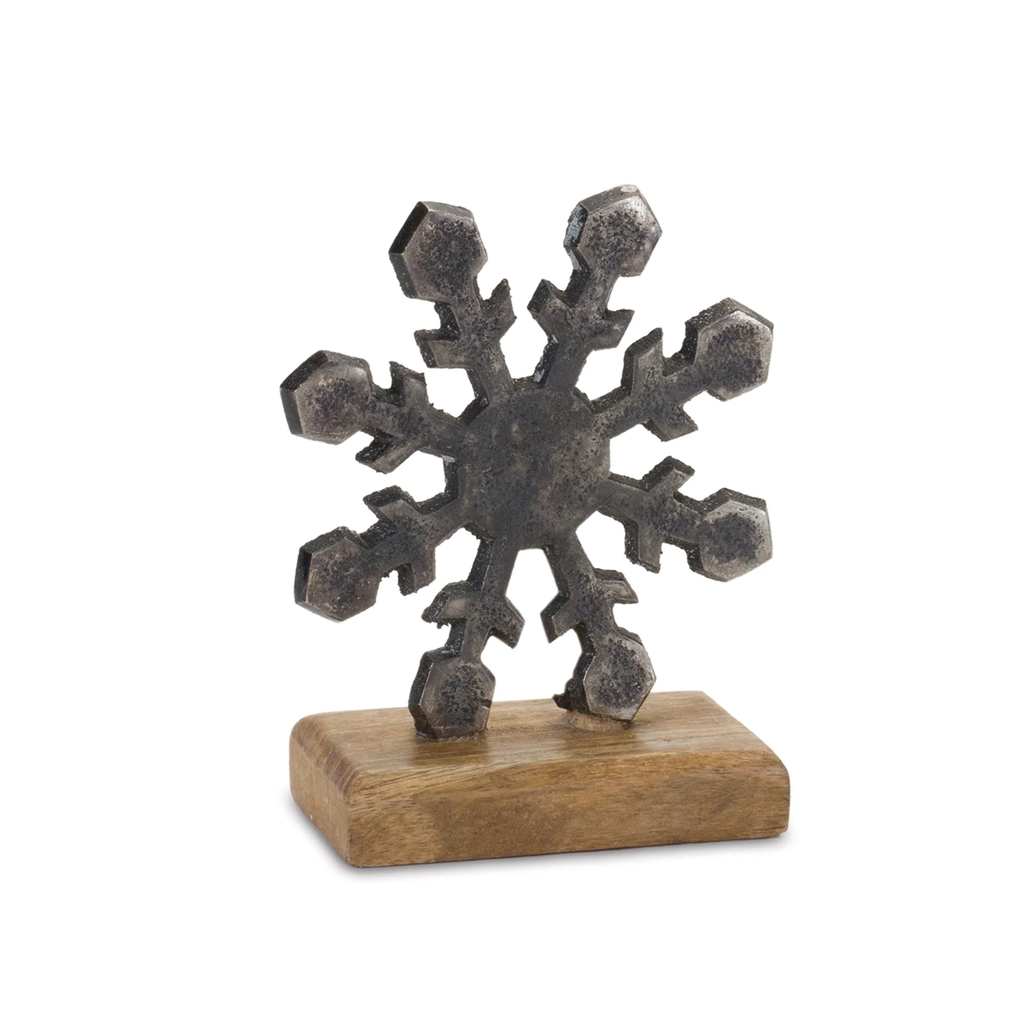 Metal Snowflake on Wood Base (Set of 6) - Image 3