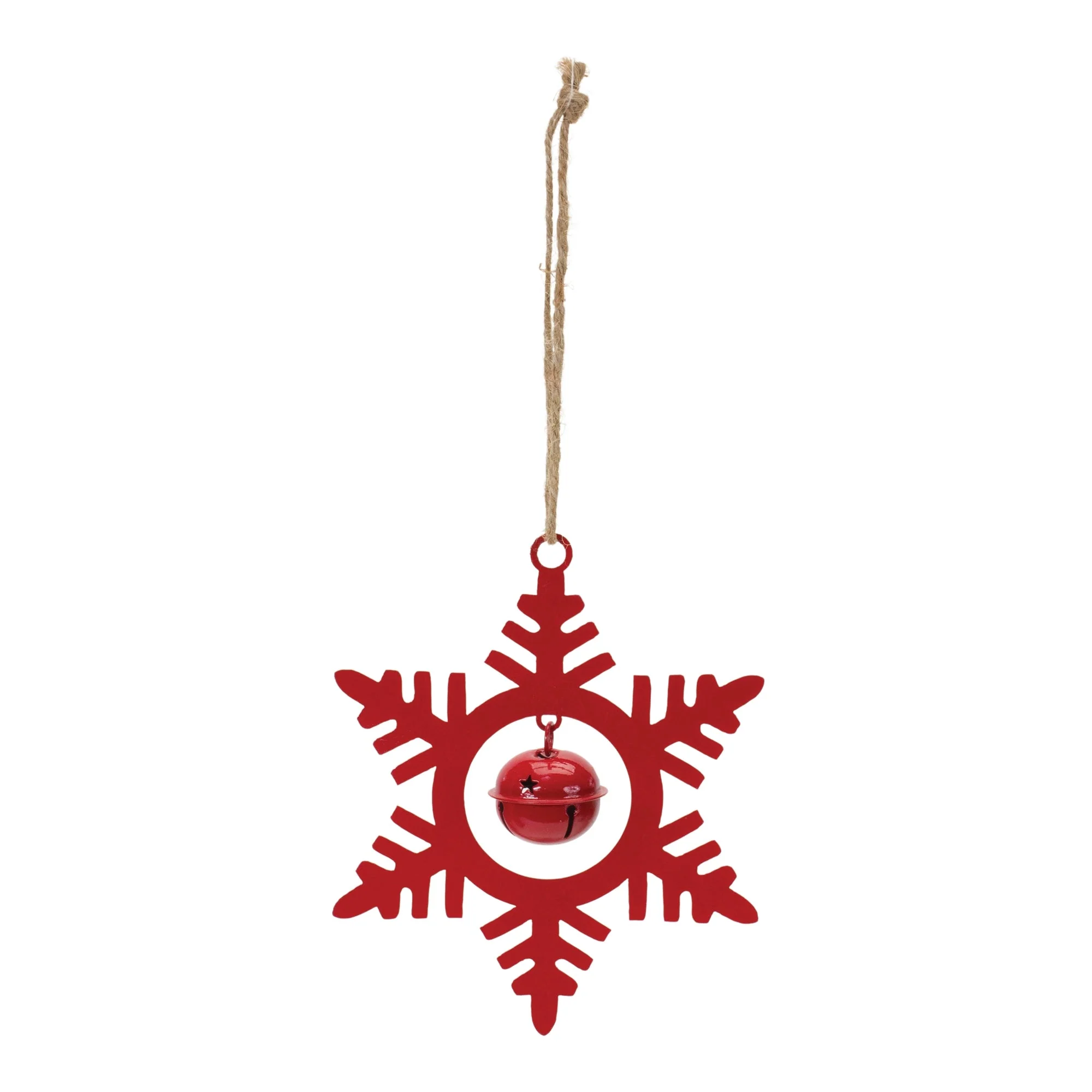 Metal Snowflake with Bell Ornament (Set of 12) - Image 2