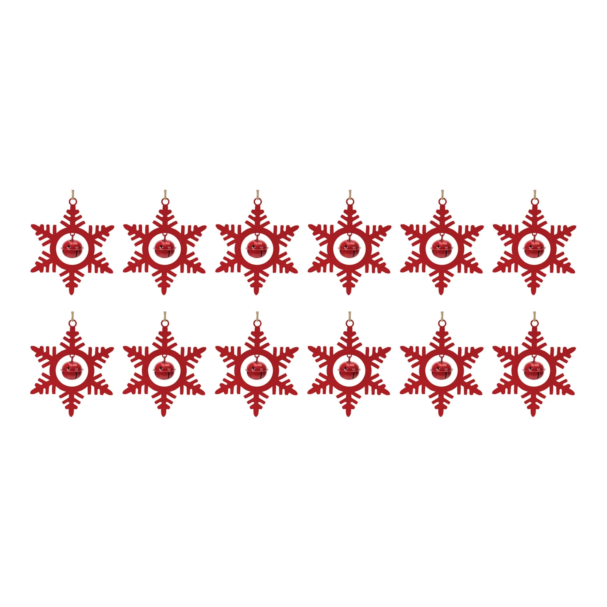 Metal Snowflake with Bell Ornament (Set of 12) - Image 3
