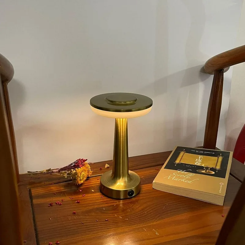 Metal Touch Table Lamp USB Rechargeable Portable Bedside Night Light for Bar - Image 2