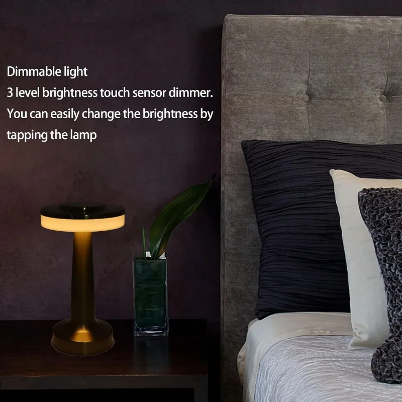 Metal Touch Table Lamp USB Rechargeable Portable Bedside Night Light for Bar - Image 5