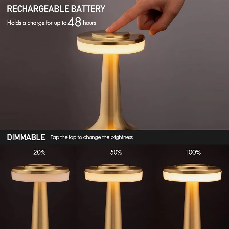 Metal Touch Table Lamp USB Rechargeable Portable Bedside Night Light for Bar - Image 7