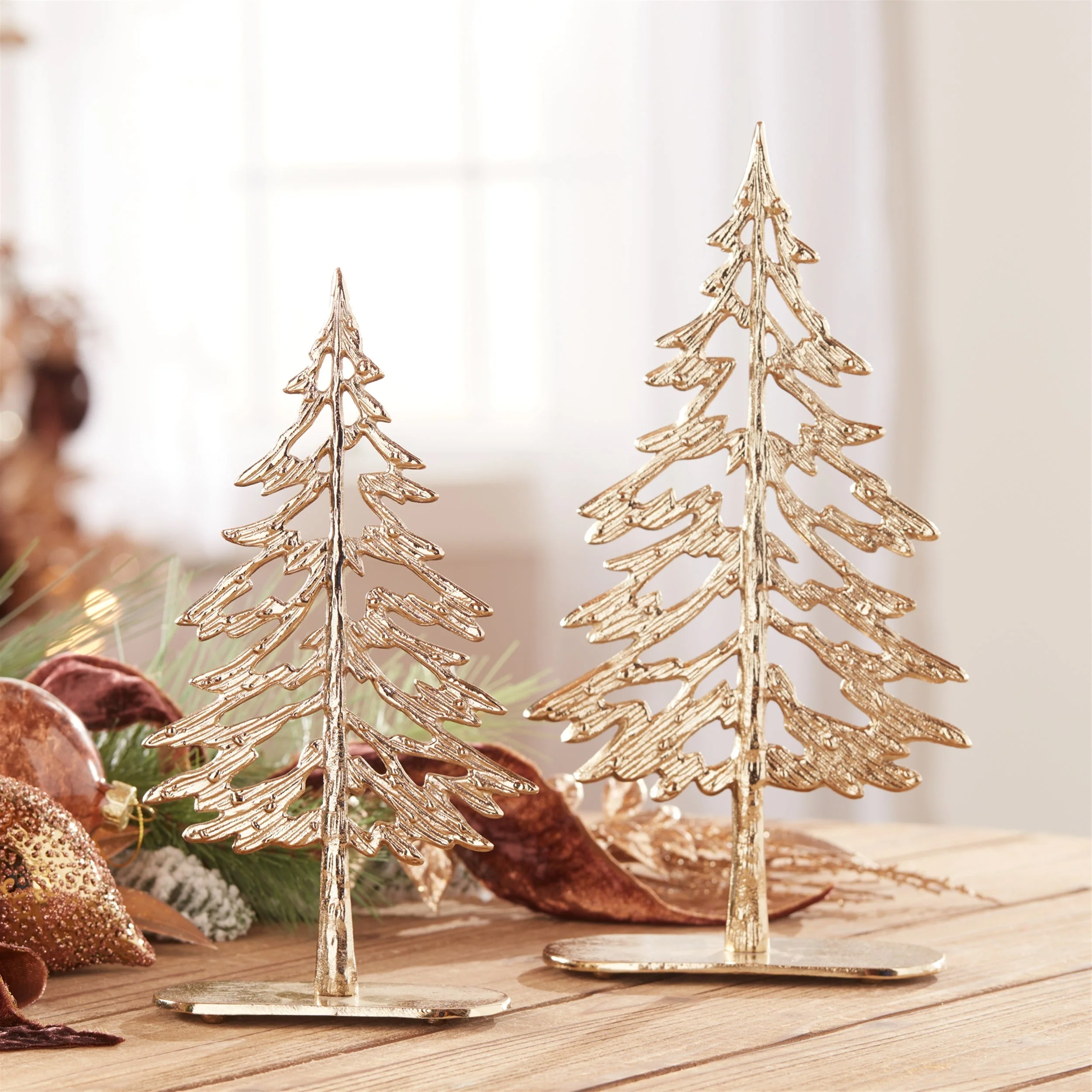 Metal Tree with Wood Base (Set of 2) - 10.5" and 12.5" trees - Image 5