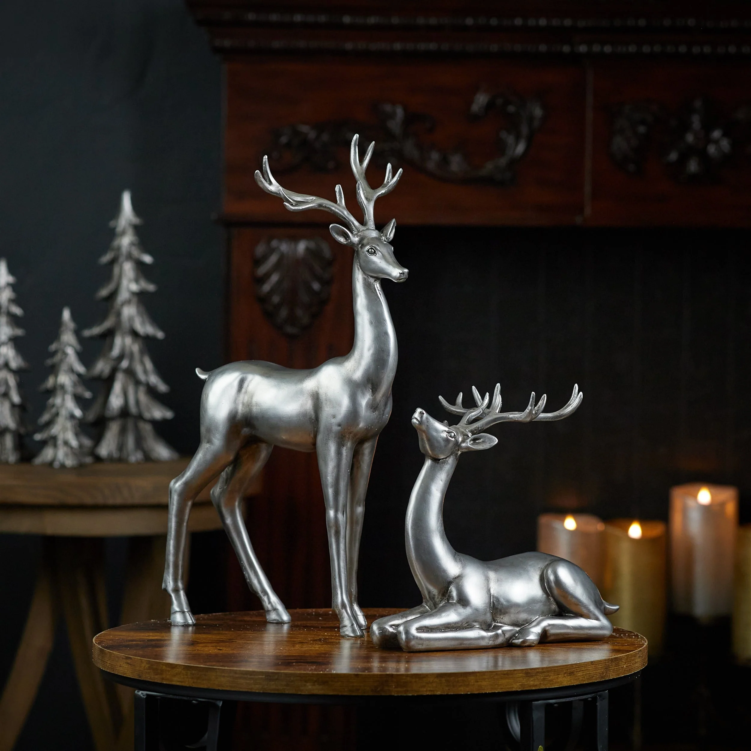 Metallic Deer Figurine (Set of 2) - Image 2