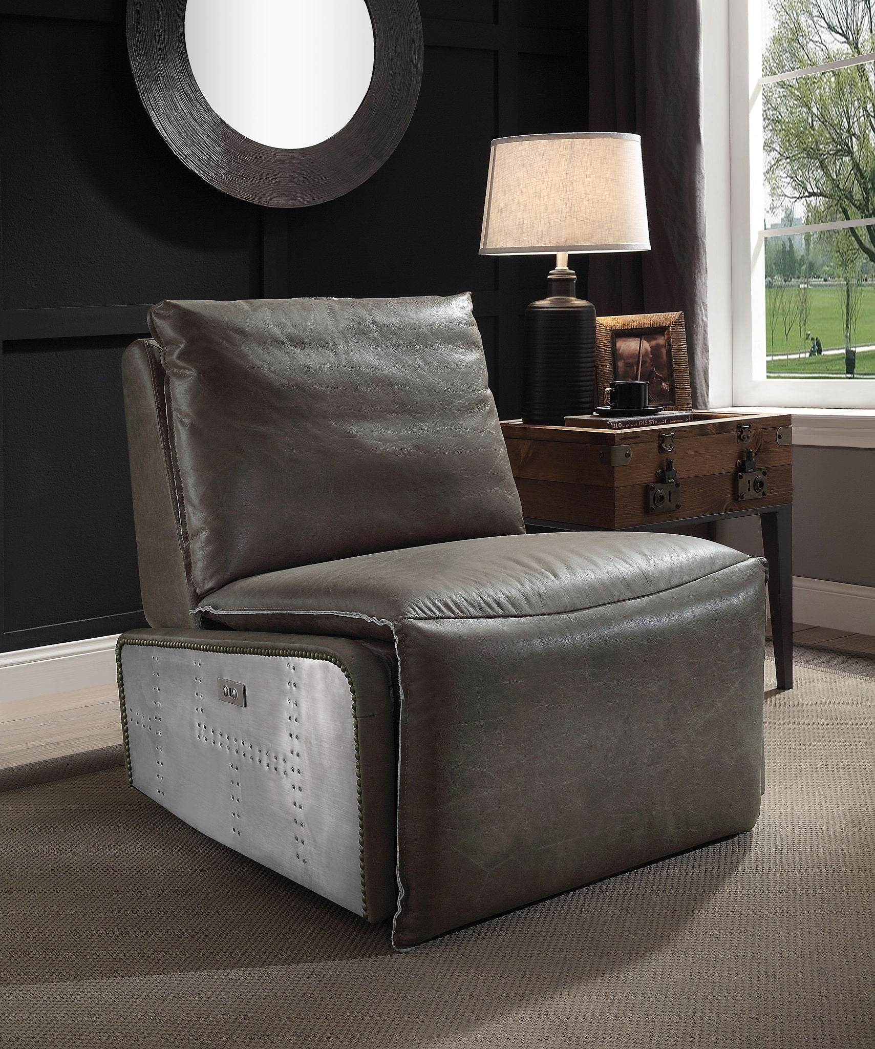 Metier - Power Motion Recliner - Gray / Aluminum - Image 2