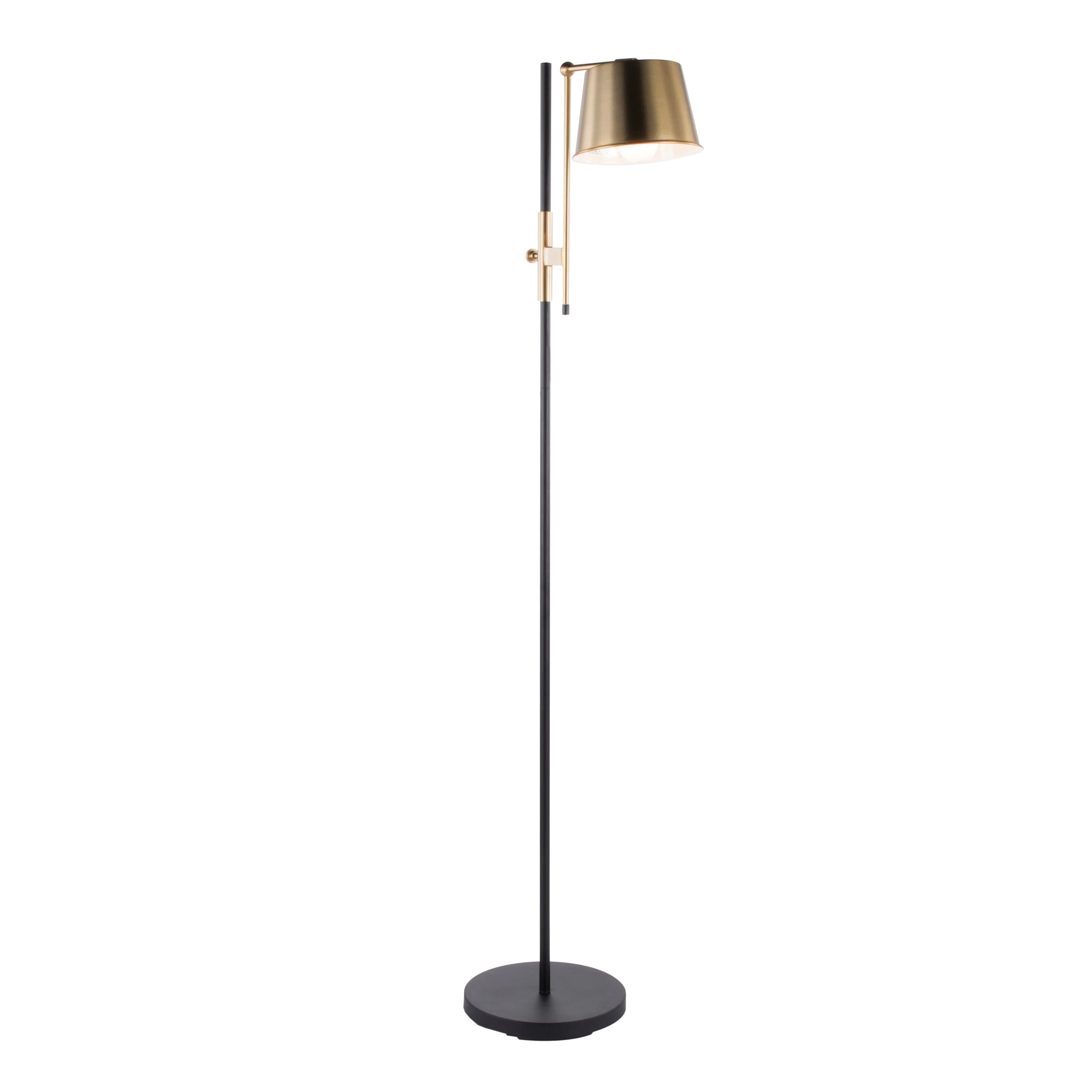 Metric Industrial Floor Lamp in Black and Antique Brass - Image 2