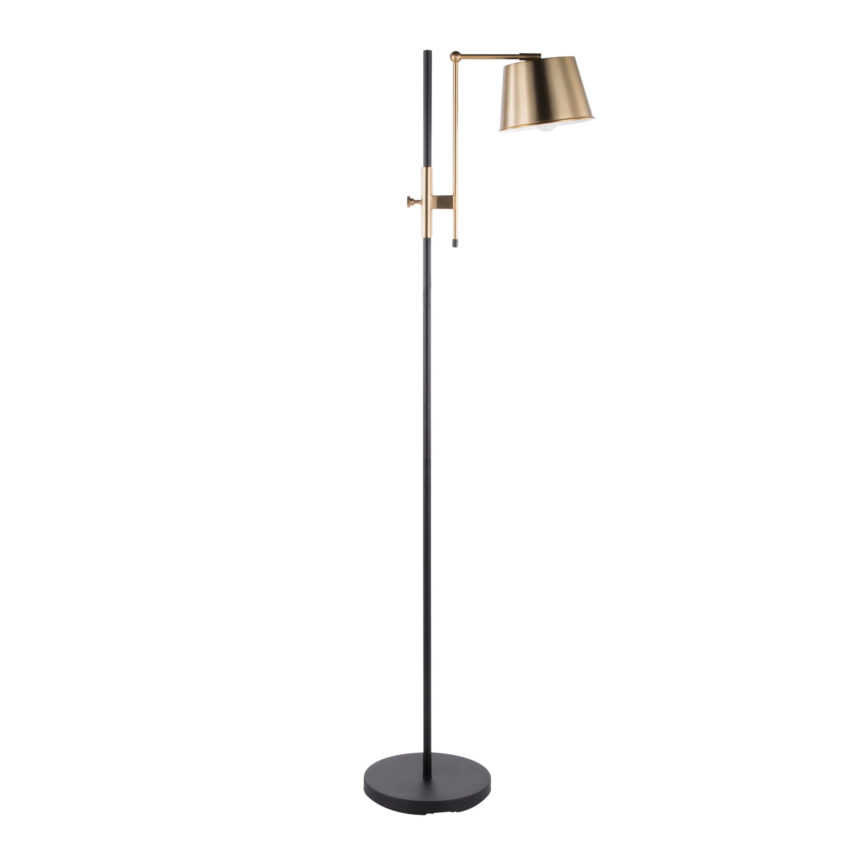 Metric Industrial Floor Lamp in Black and Antique Brass - Image 3