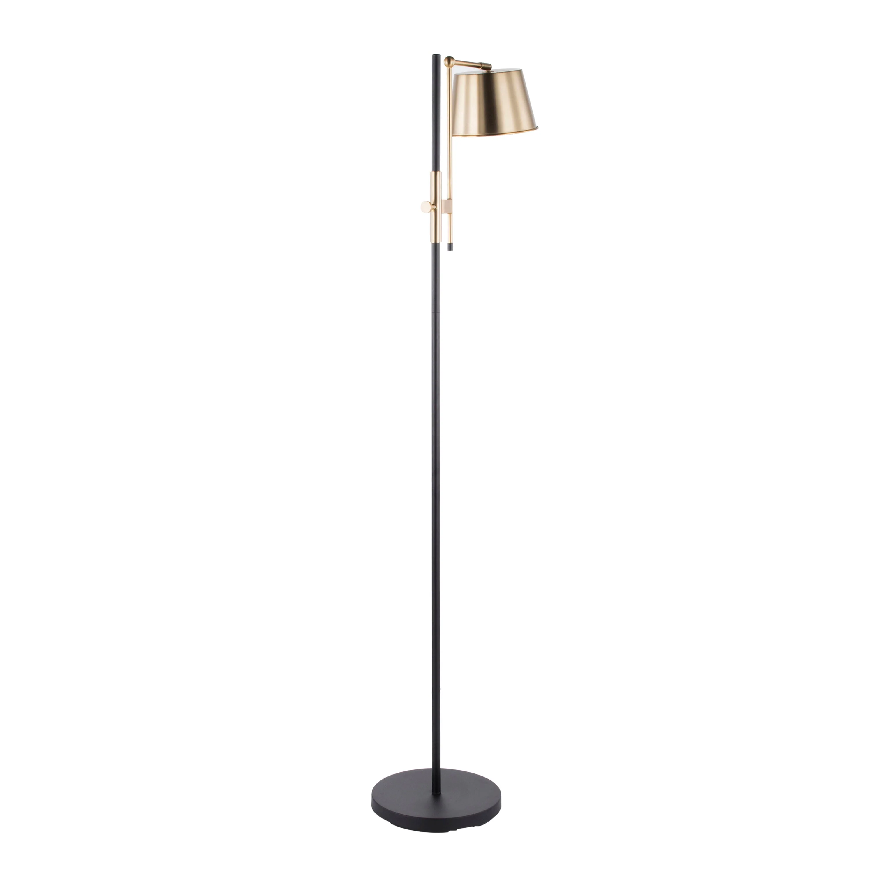 Metric Industrial Floor Lamp in Black and Antique Brass - Image 4