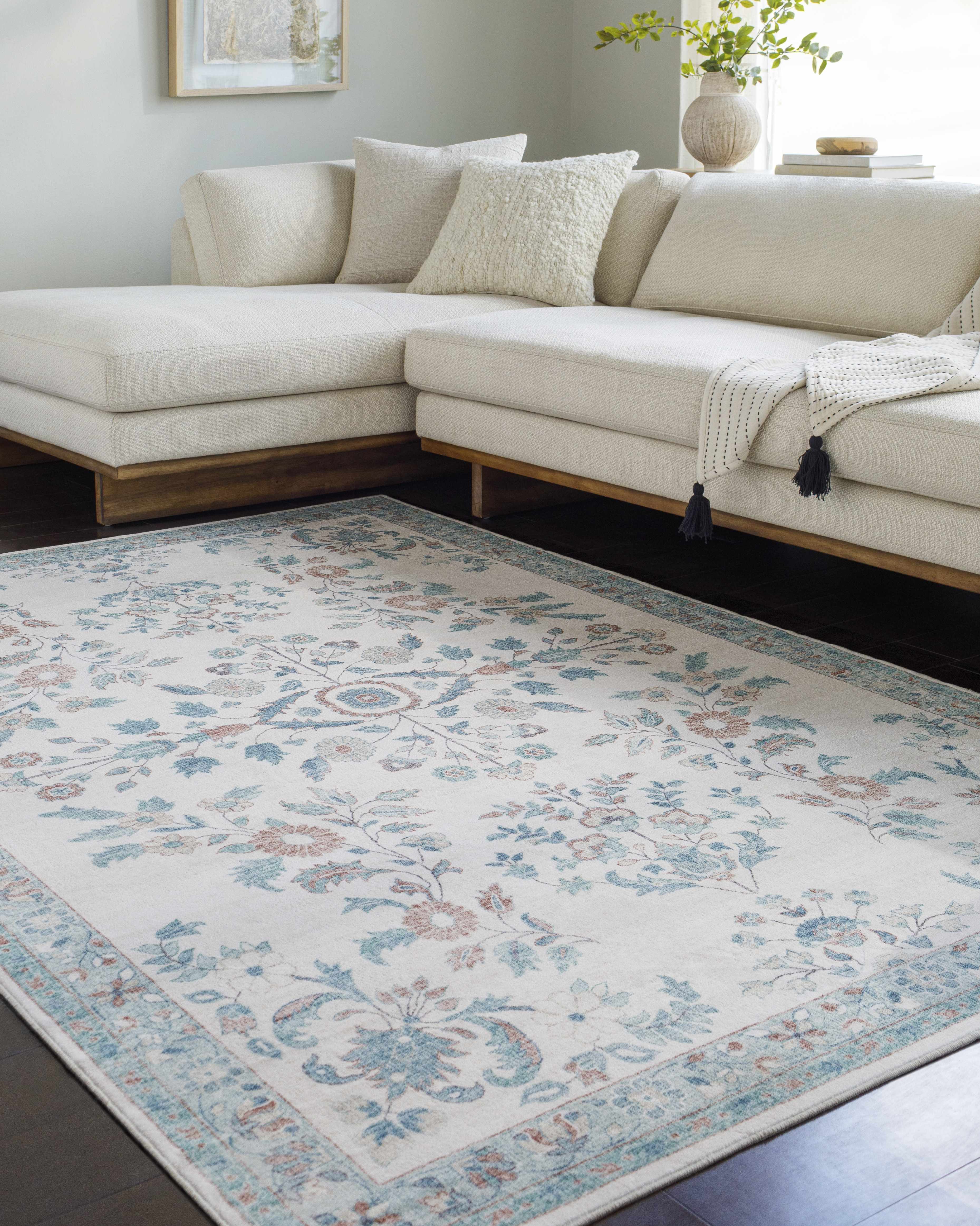 Meyly Pink & Green Washable Area Rug - Image 2