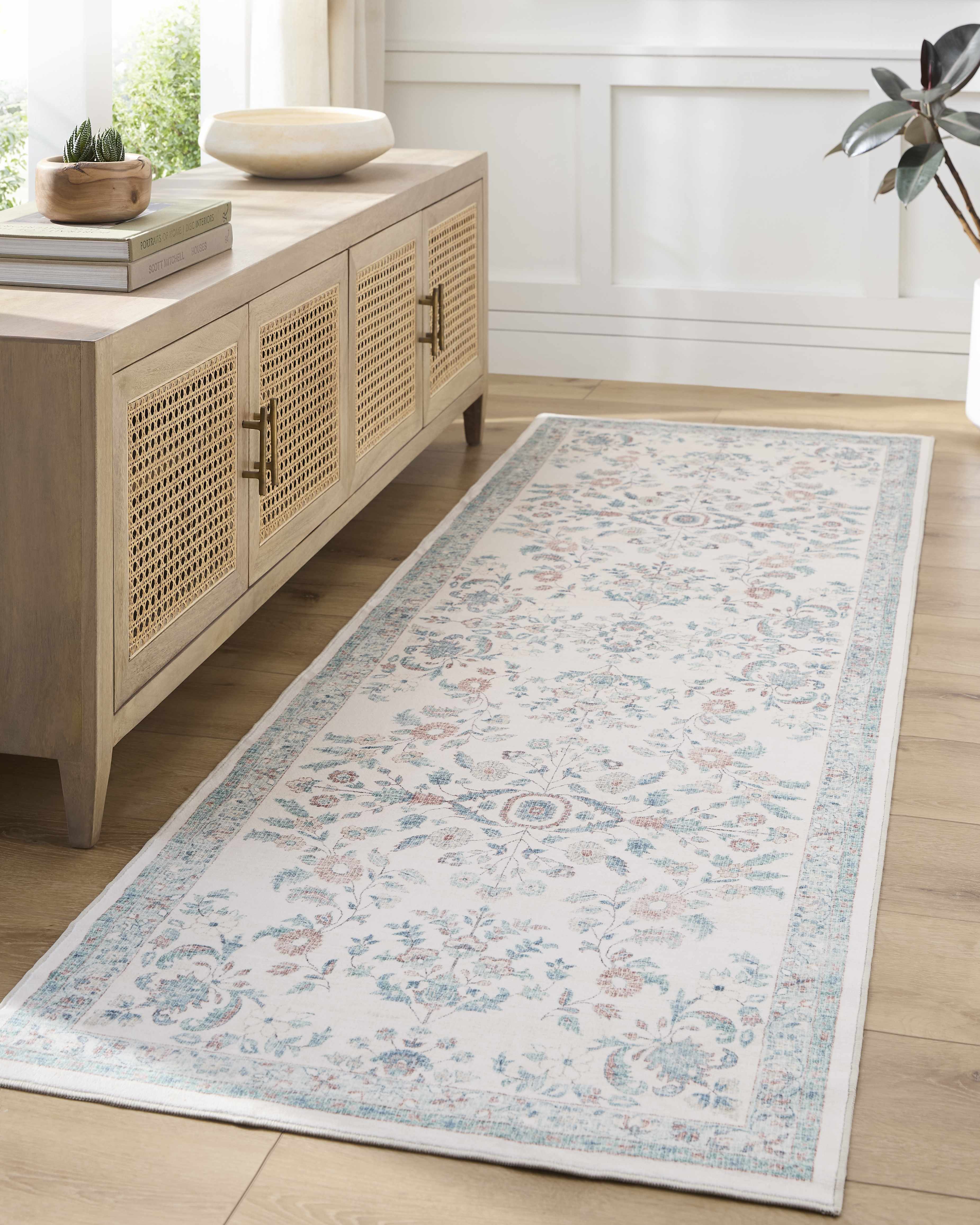 Meyly Pink & Green Washable Area Rug - Image 3