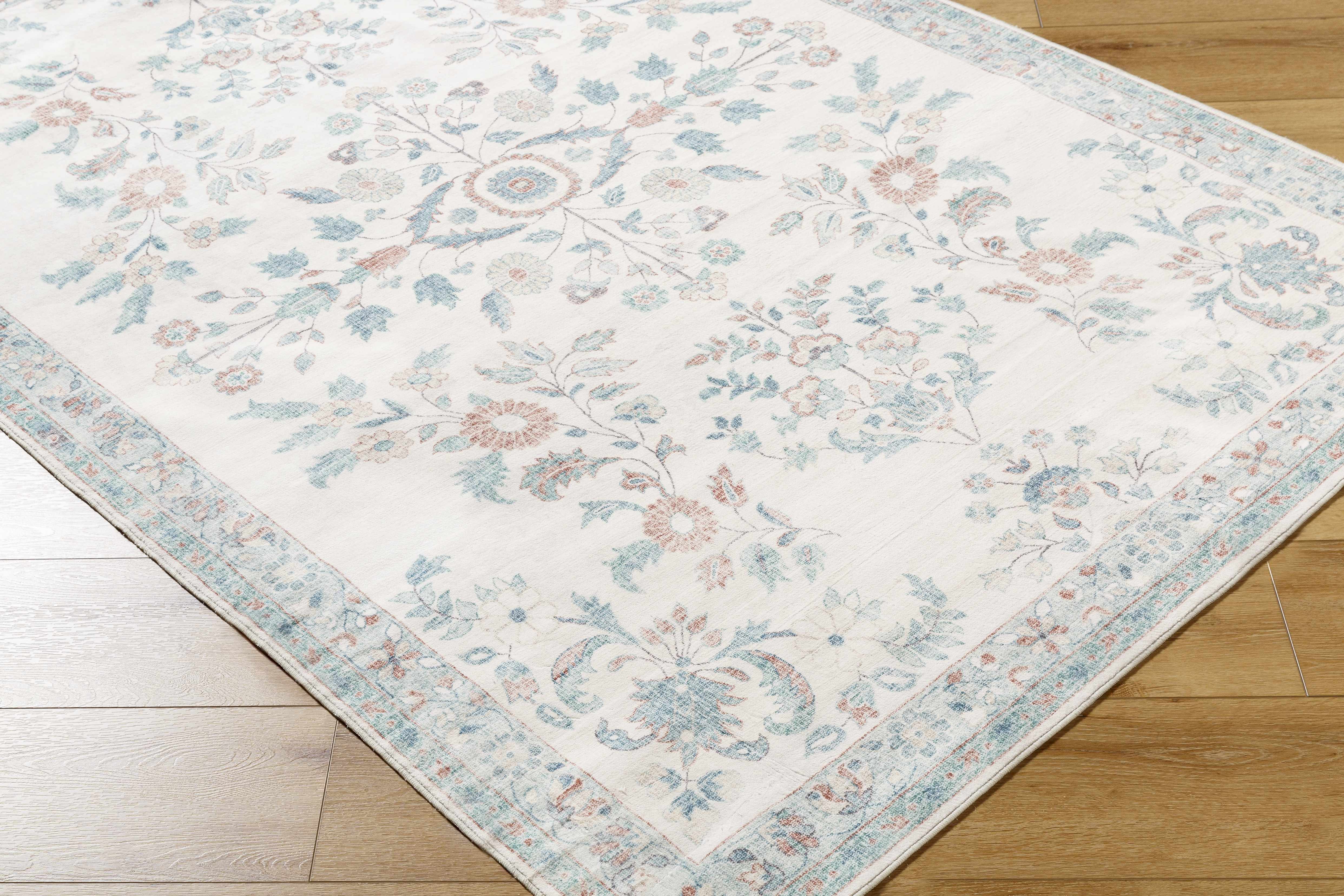 Meyly Pink & Green Washable Area Rug - Image 4