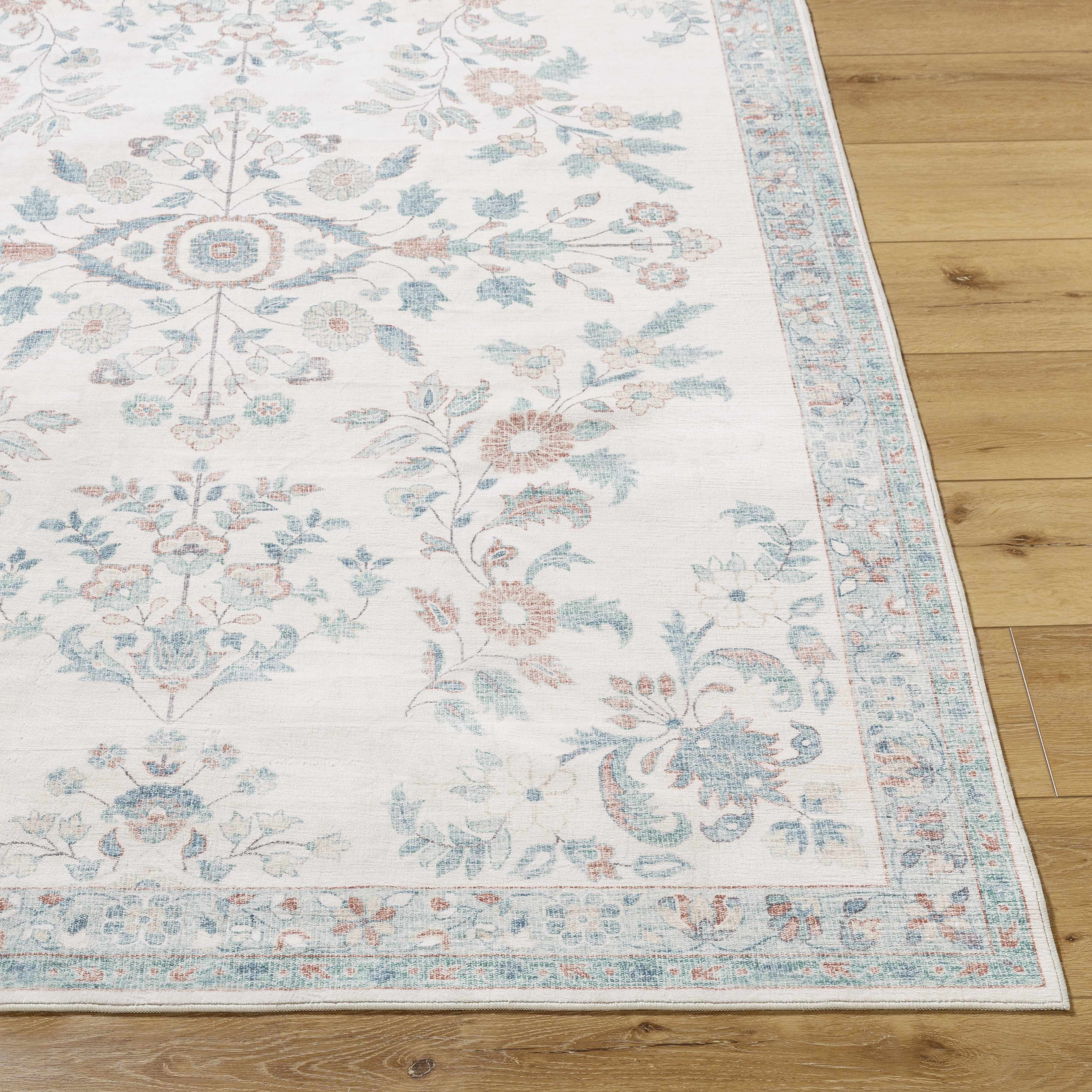 Meyly Pink & Green Washable Area Rug - Image 5