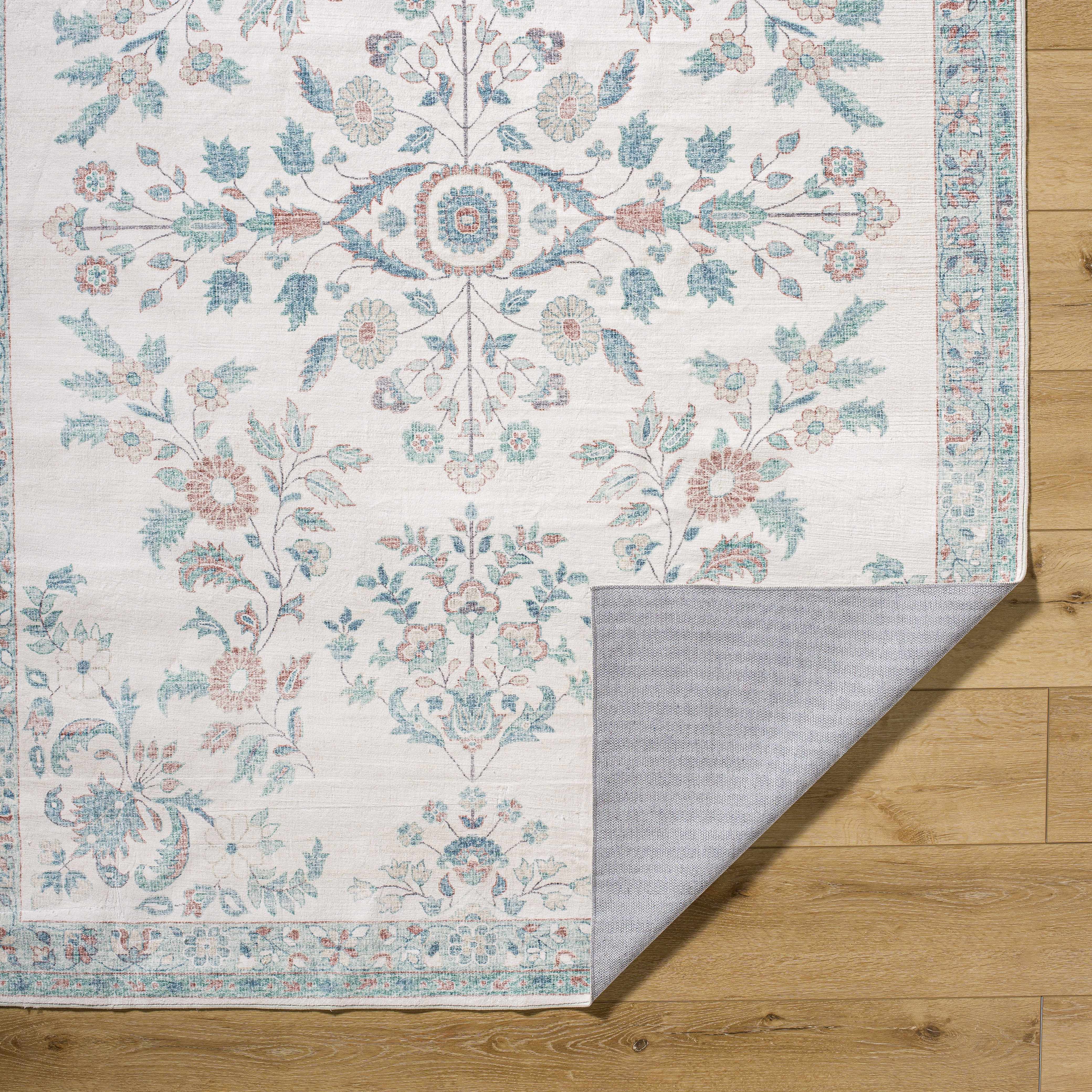Meyly Pink & Green Washable Area Rug - Image 6