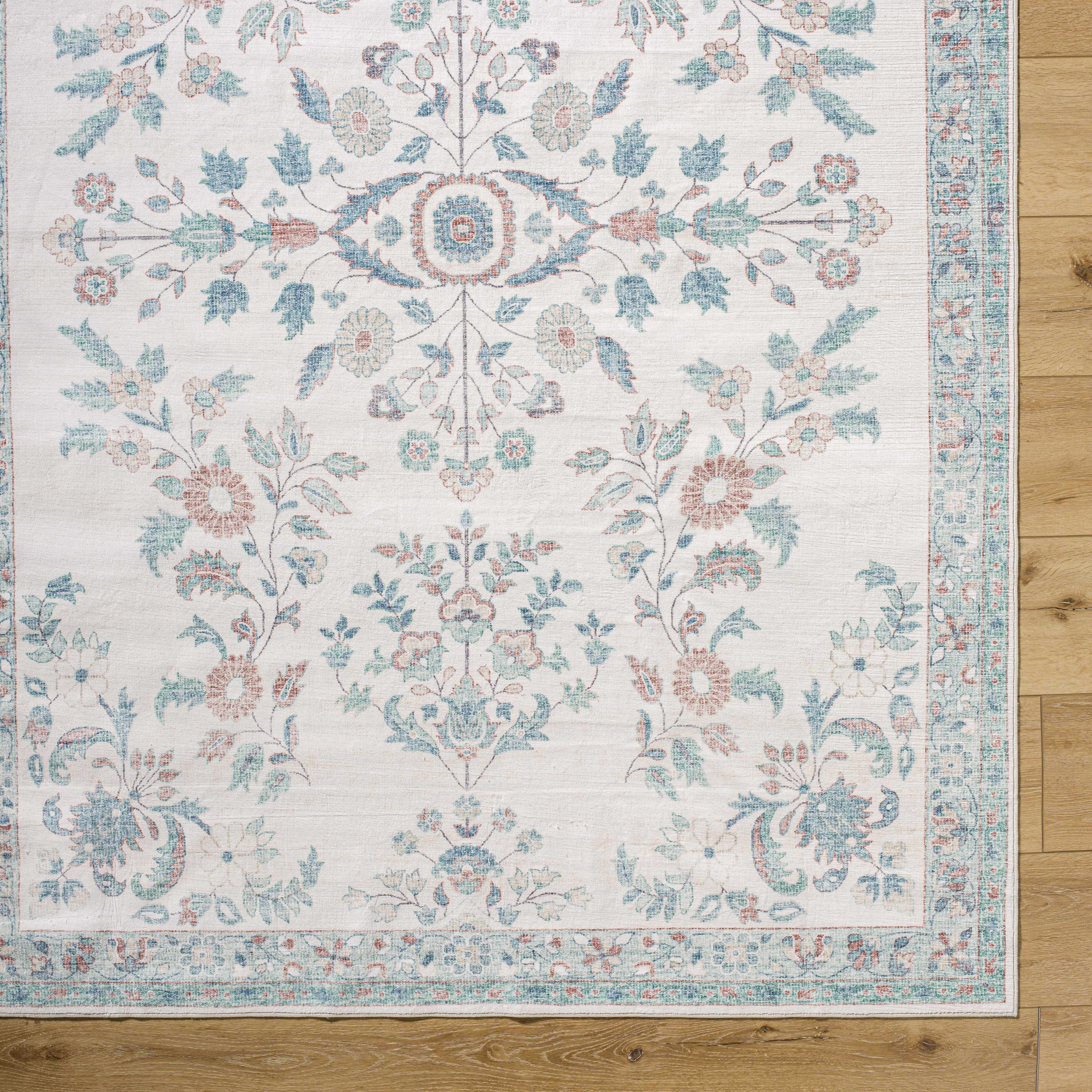 Meyly Pink & Green Washable Area Rug - Image 7