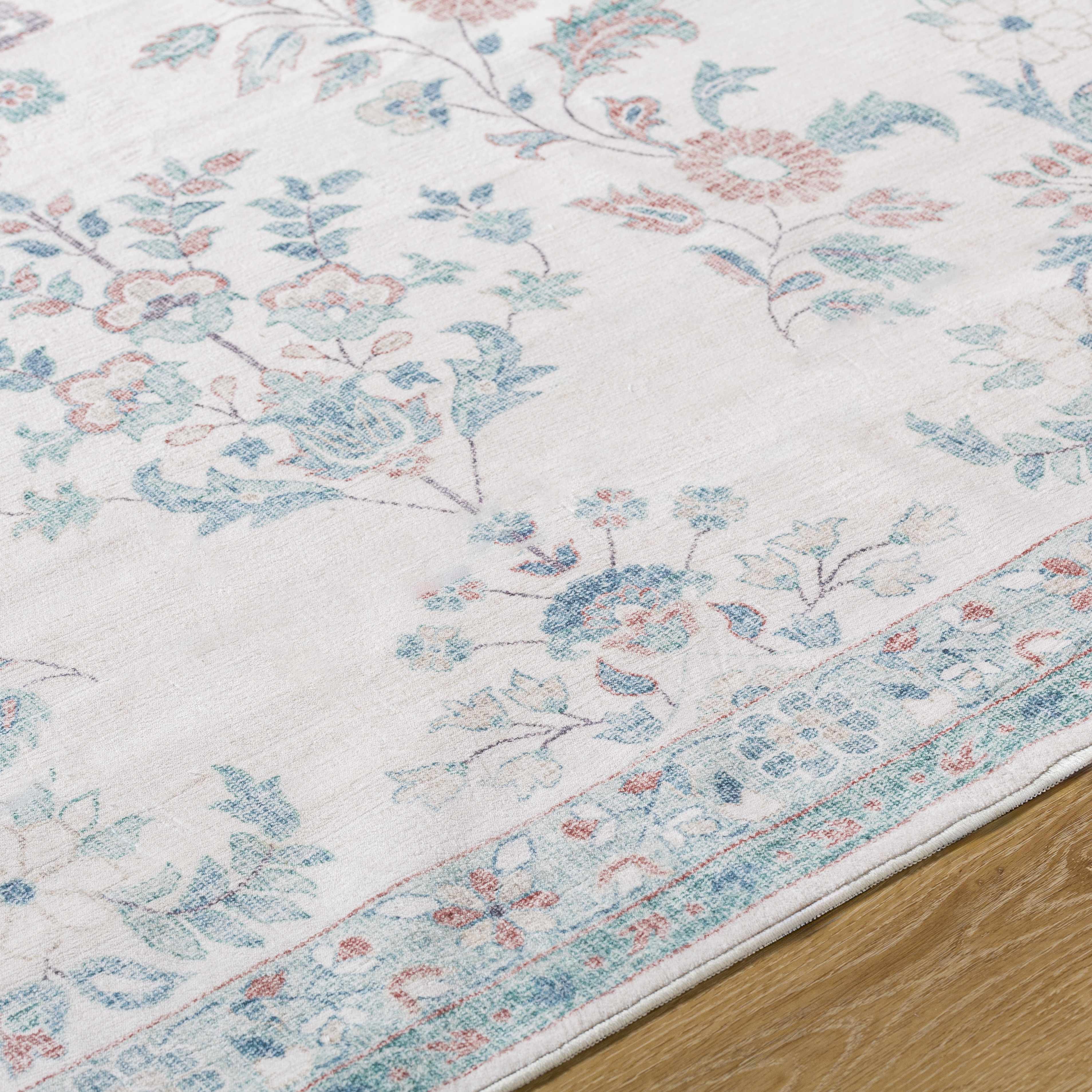 Meyly Pink & Green Washable Area Rug - Image 8