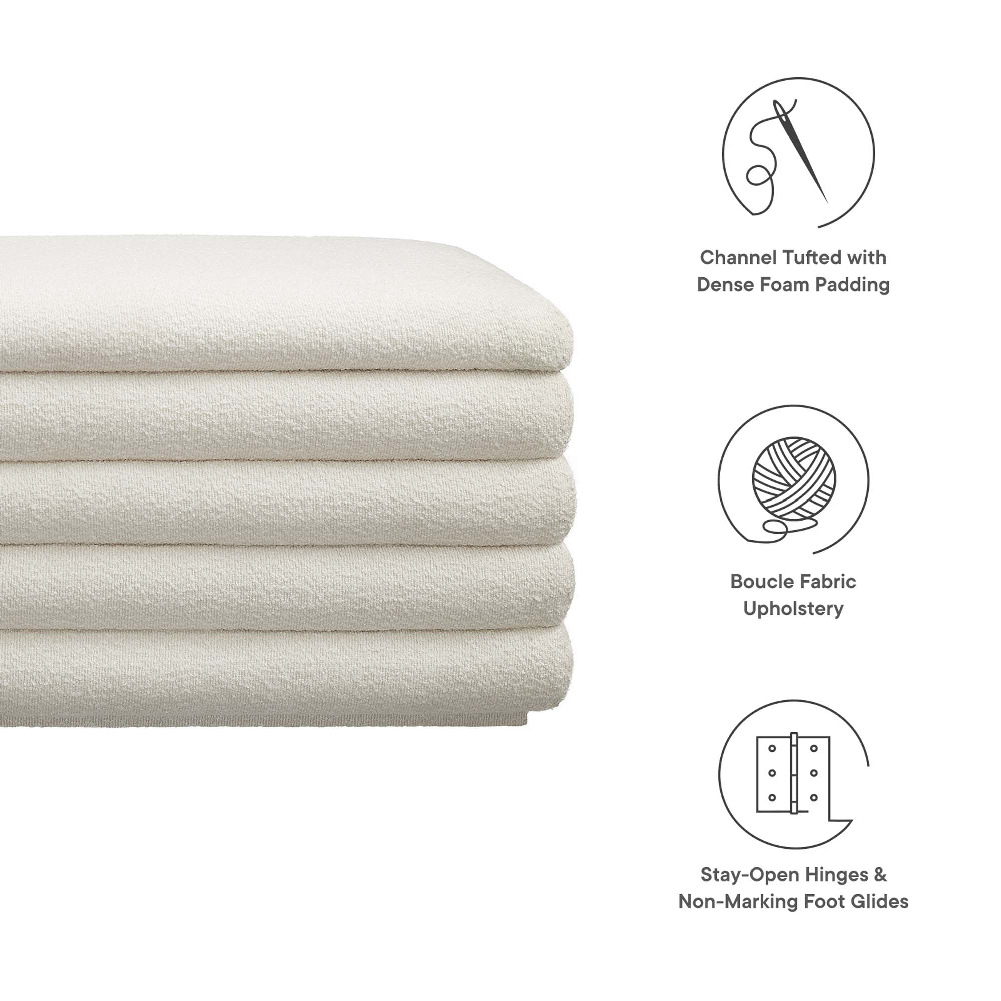 Mezzo Boucle Upholstered Storage Bench by Modway - Image 2