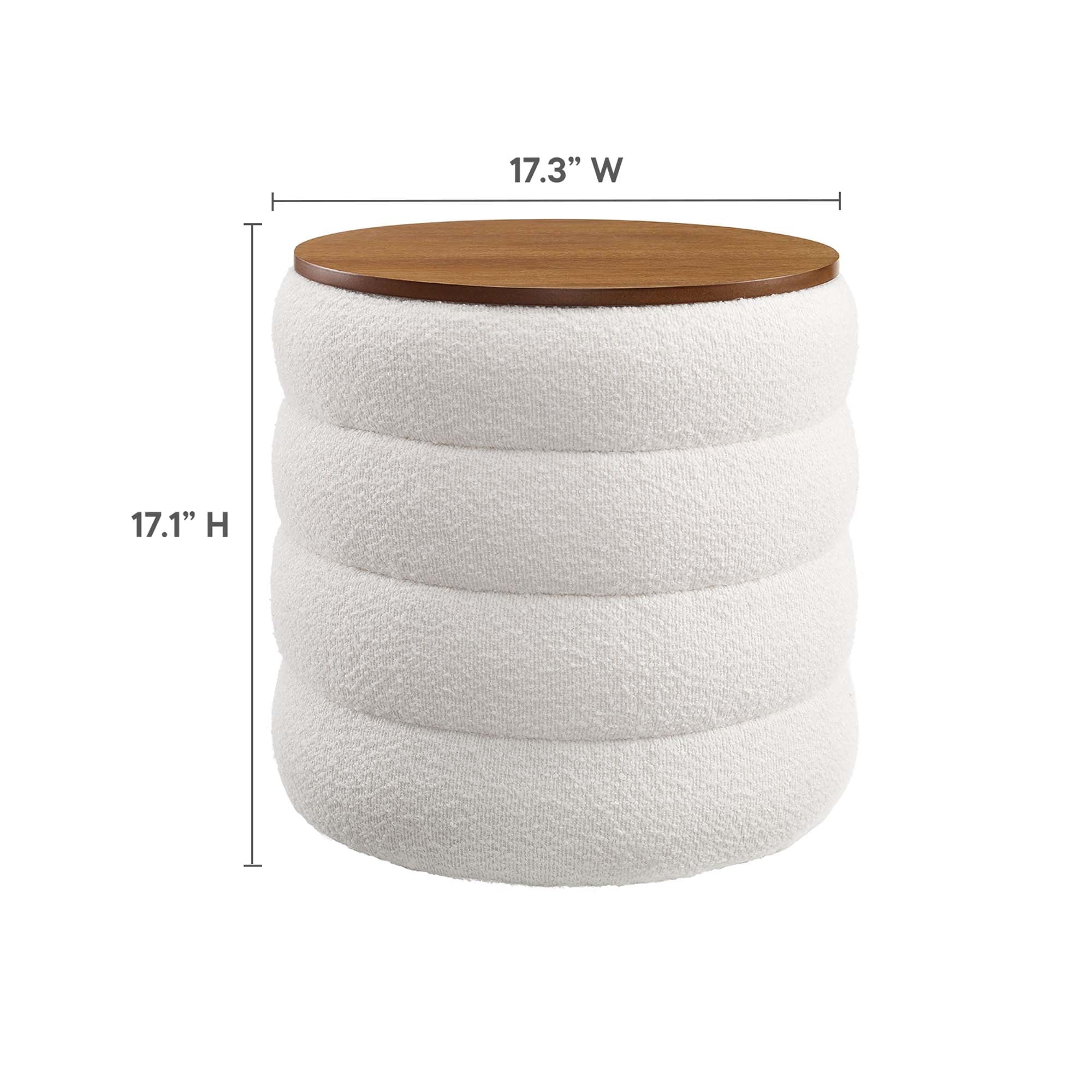 Mezzo Round Boucle Fabric Storage Ottoman by Modway - Image 12