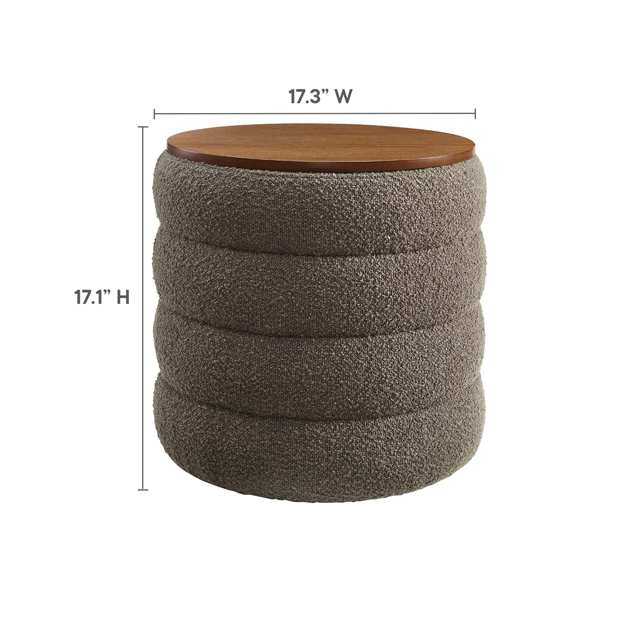 Mezzo Round Boucle Fabric Storage Ottoman by Modway - Image 3