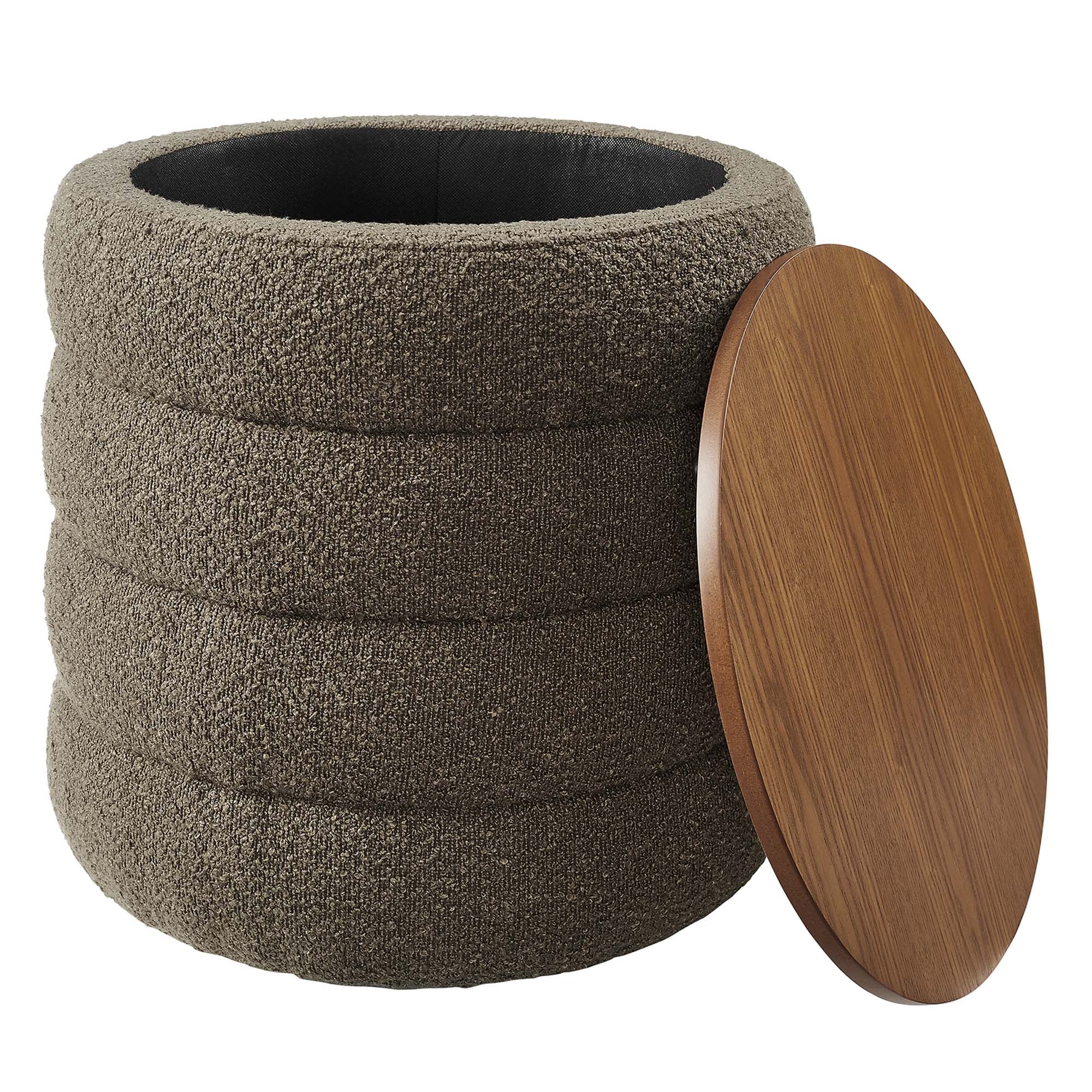 Mezzo Round Boucle Fabric Storage Ottoman by Modway - Image 4