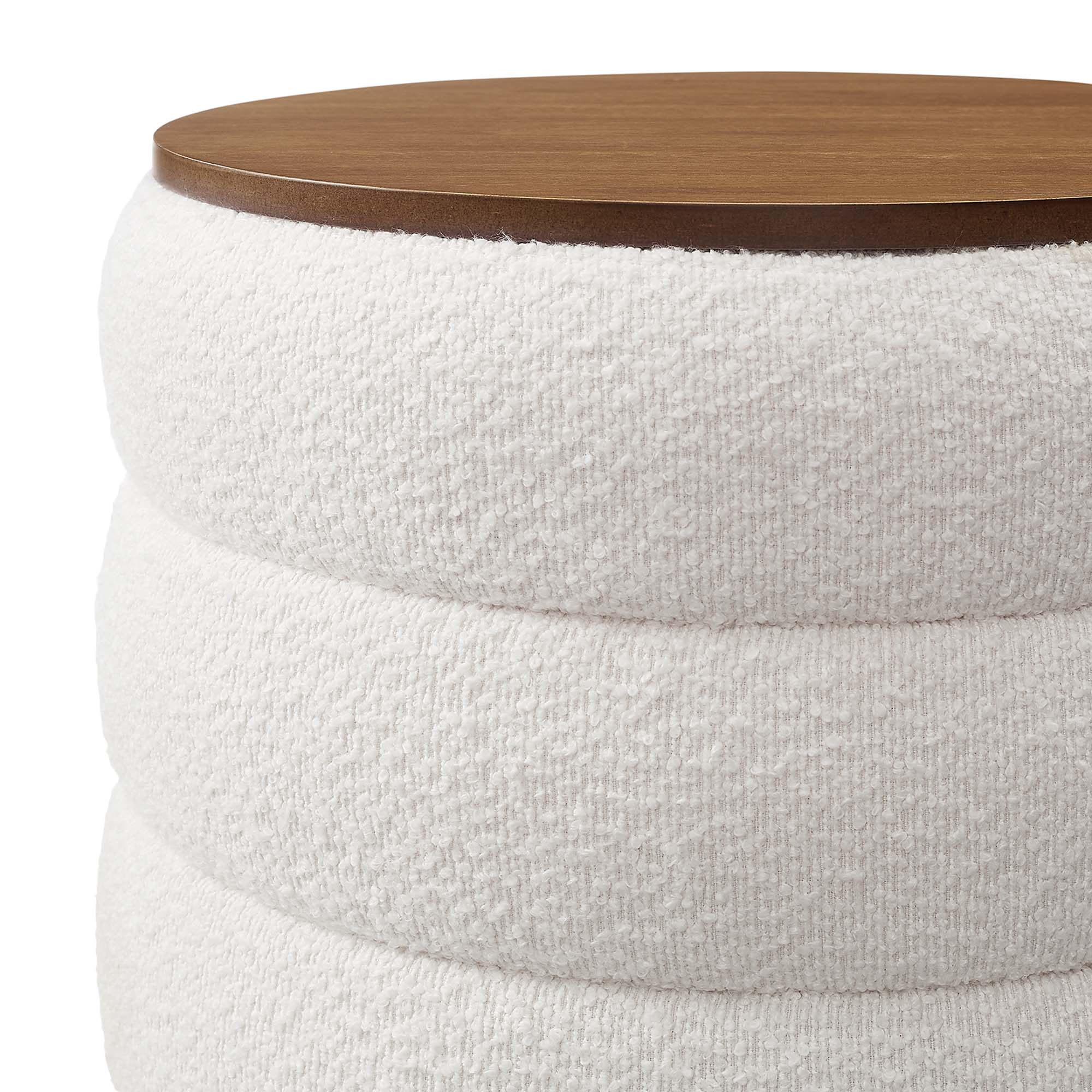 Mezzo Round Boucle Fabric Storage Ottoman by Modway - Image 9