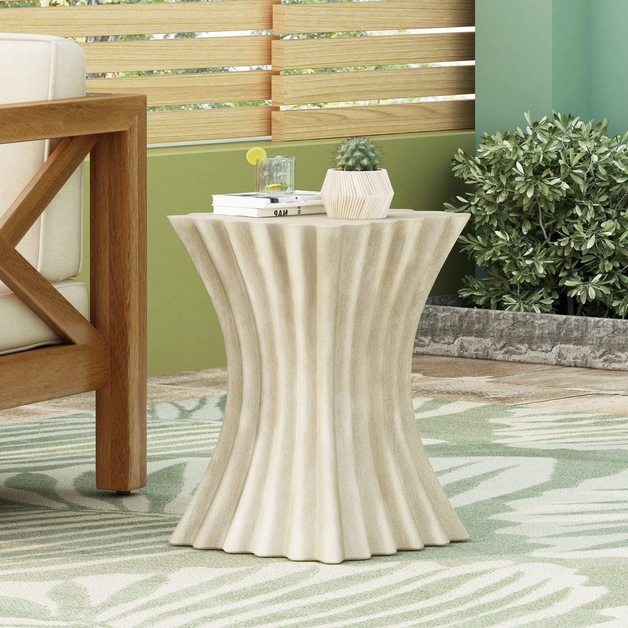 Mgo Archaistic Wavy Side Table - Antique Sandstone - Image 2