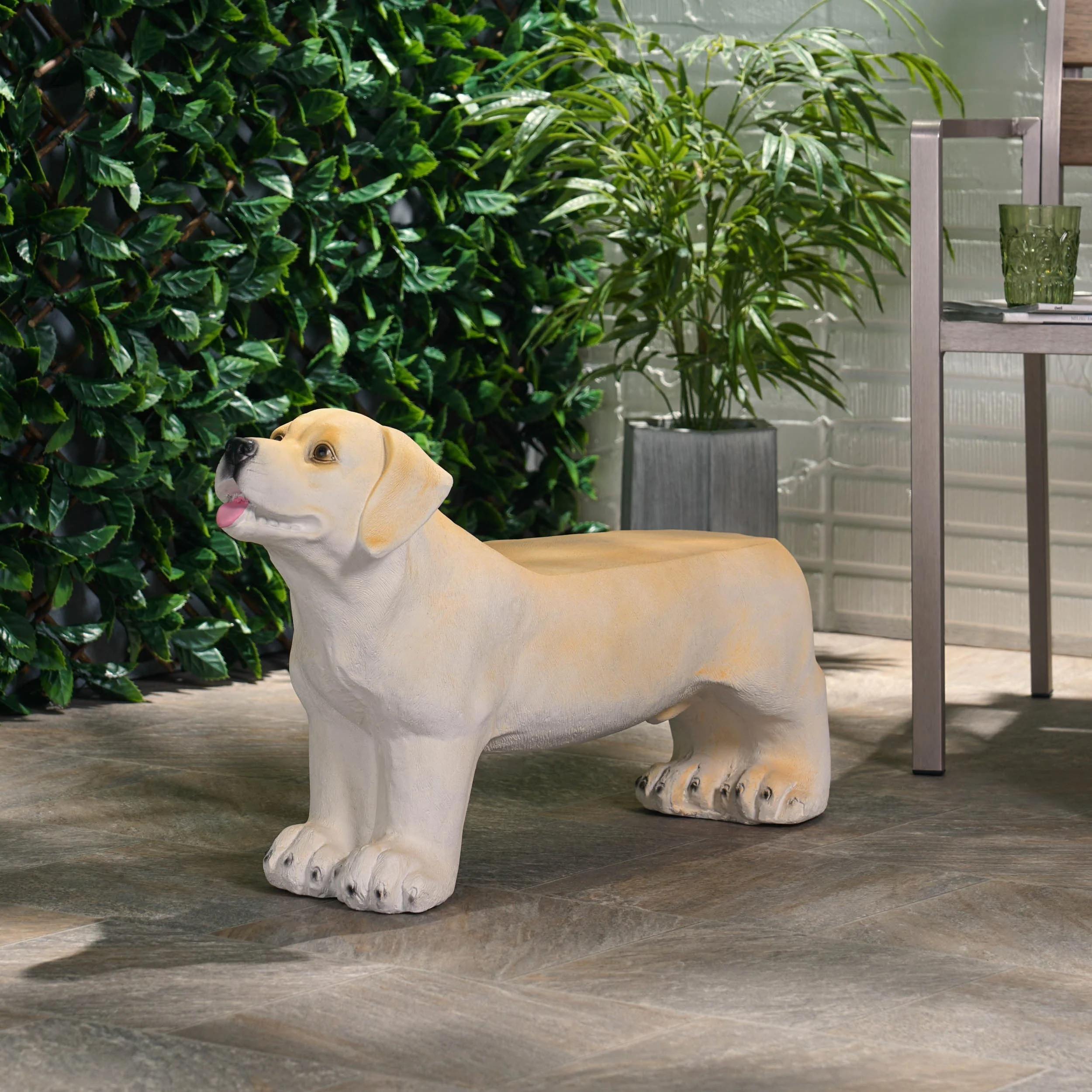 MGO Dog Bench, Outdoor Light Brown, No Assembly Required - Image 2