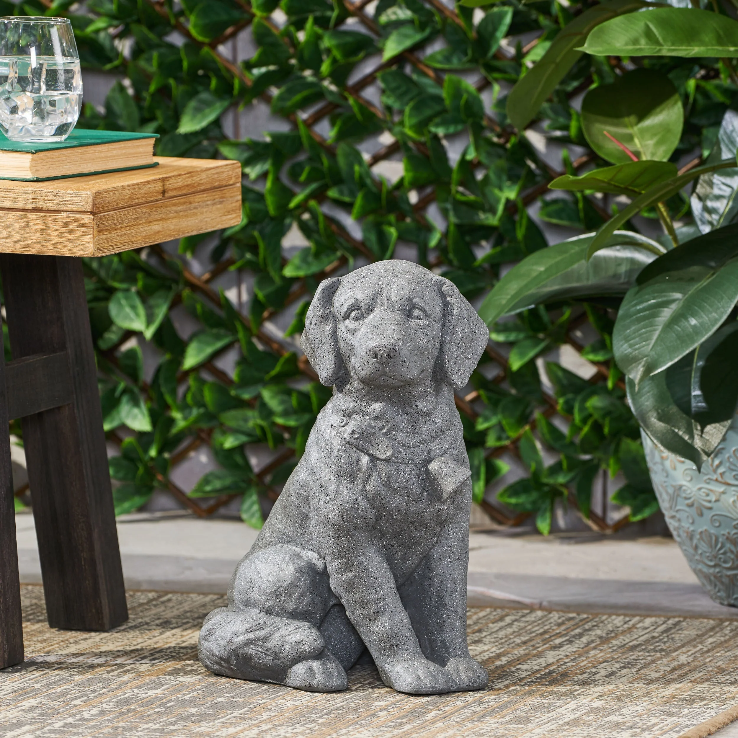 MGO Dog Statue, Outdoor Stone Gray, No Assembly Required - Image 2