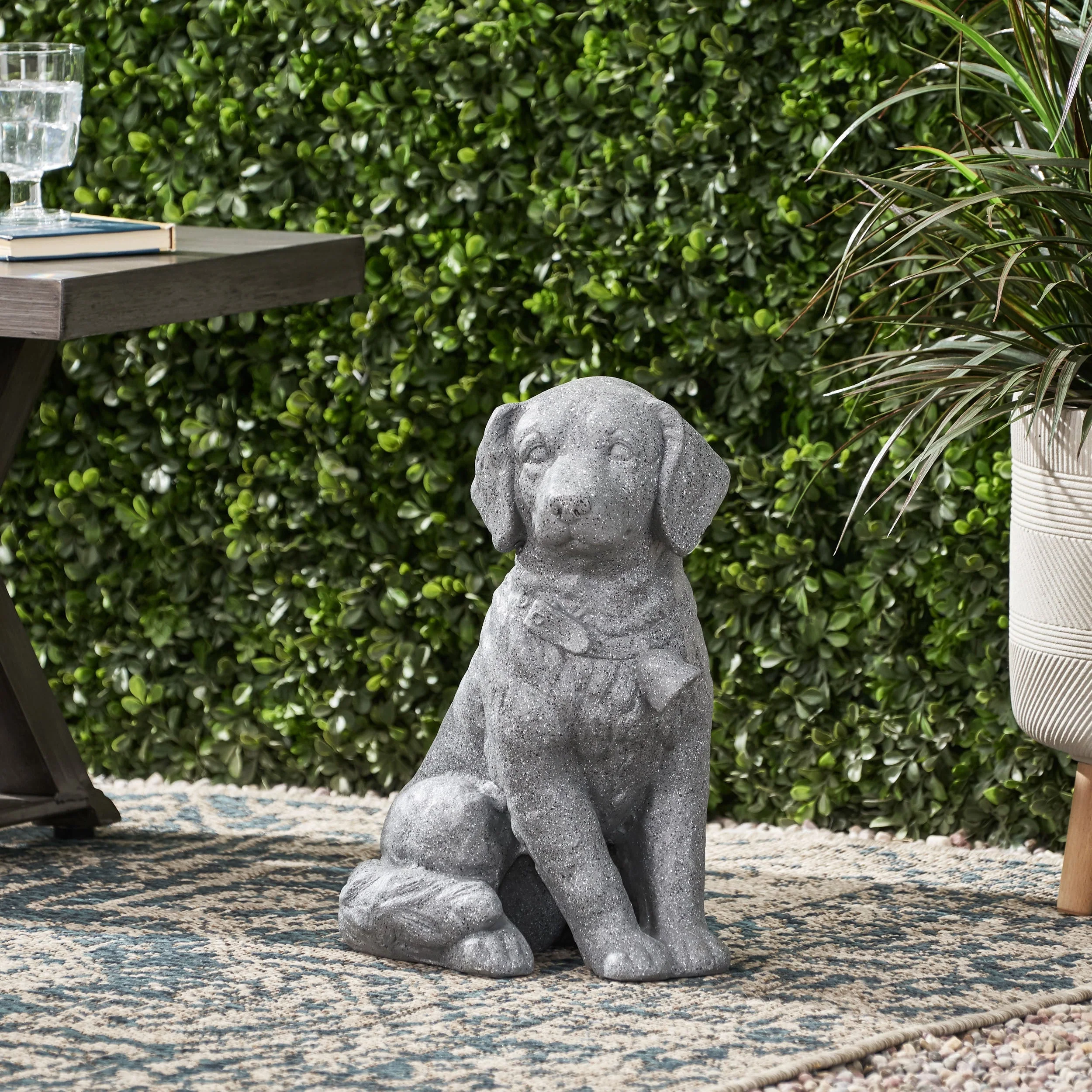 MGO Dog Statue, Outdoor Stone Gray, No Assembly Required - Image 3