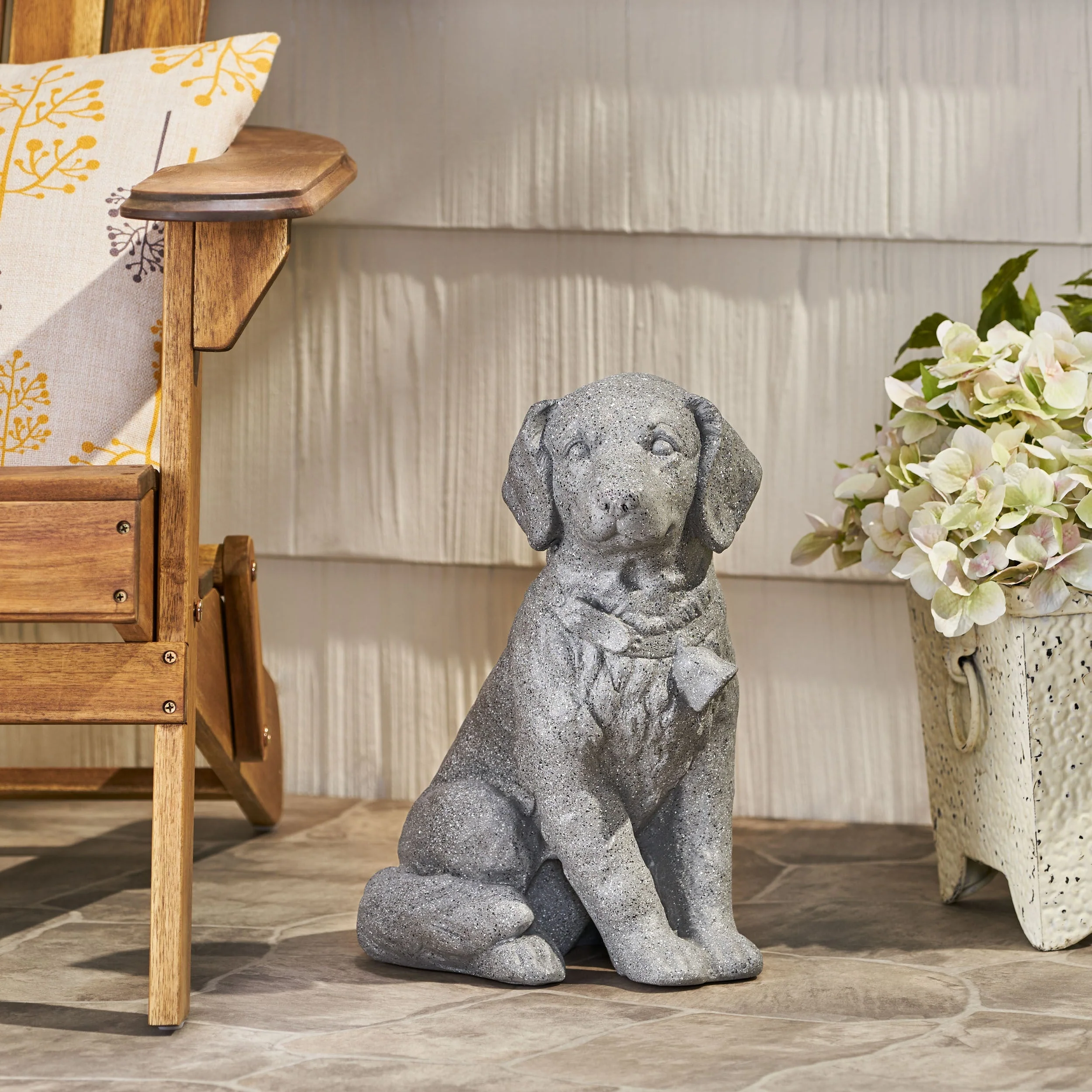 MGO Dog Statue, Outdoor Stone Gray, No Assembly Required - Image 4
