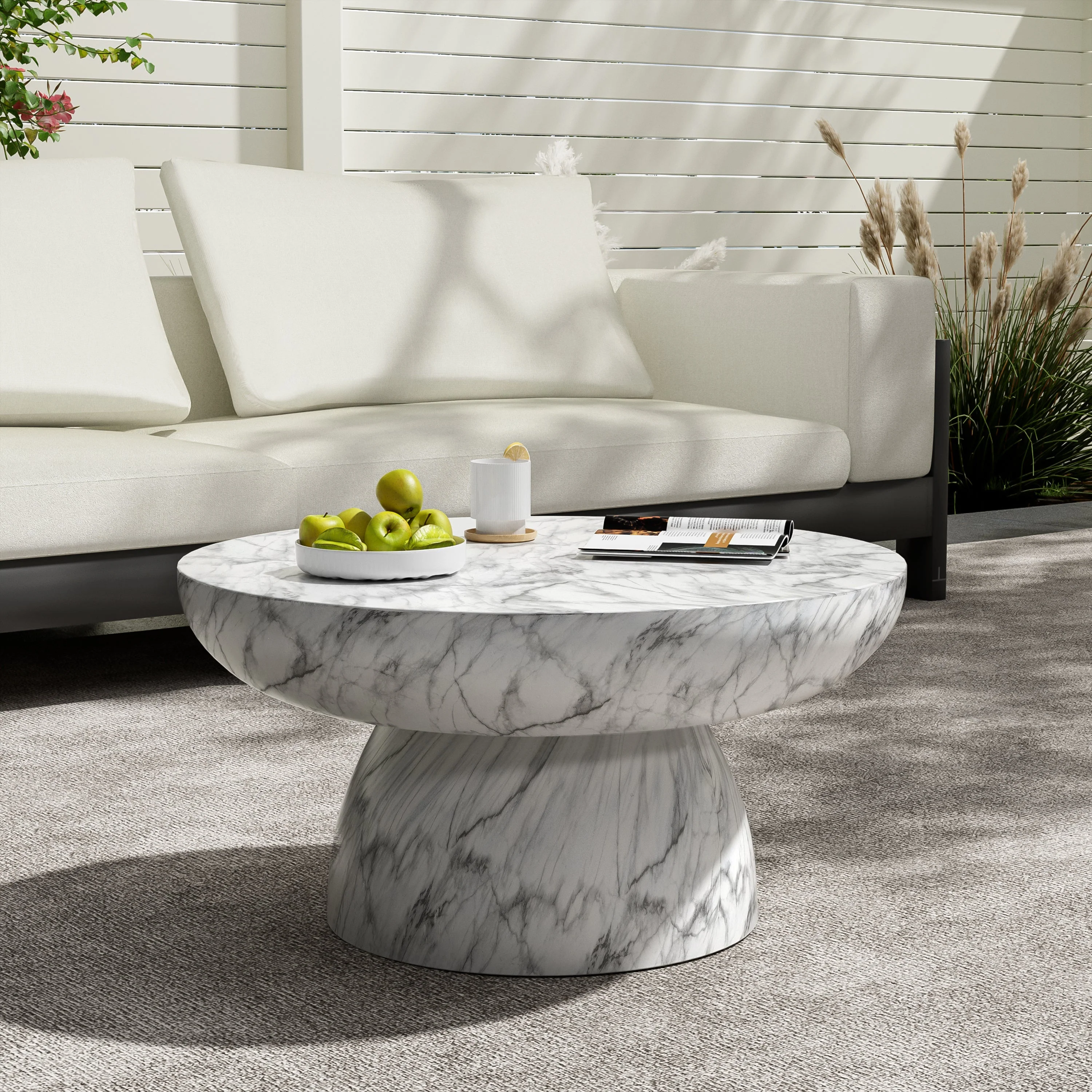 MGO Faux Marble Coffee Table for Both Indoor and Outdoor Use - Image 2