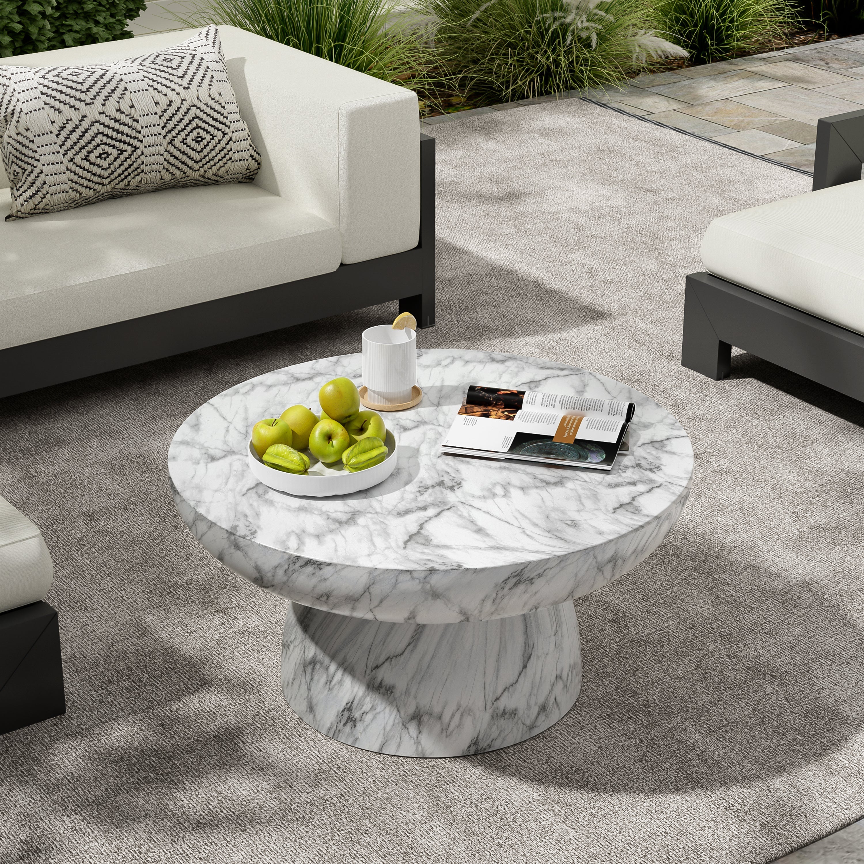 MGO Faux Marble Coffee Table for Both Indoor and Outdoor Use - Image 3