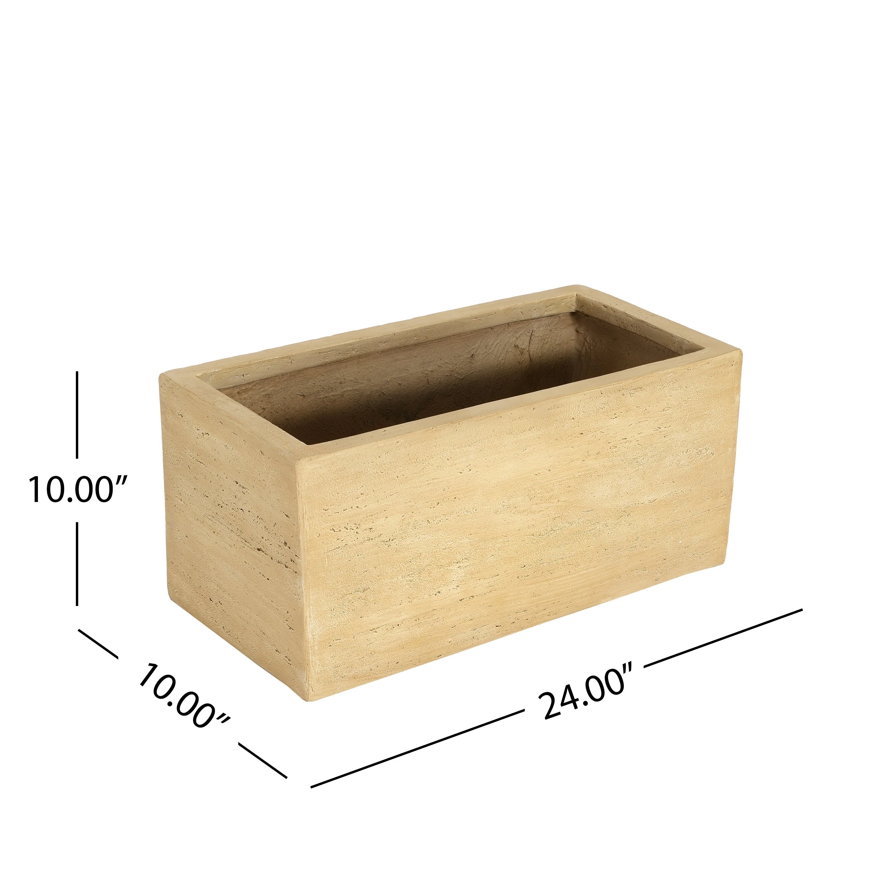 MGO Handmade Rectangle Planter Box, Travertine Beige - Image 4