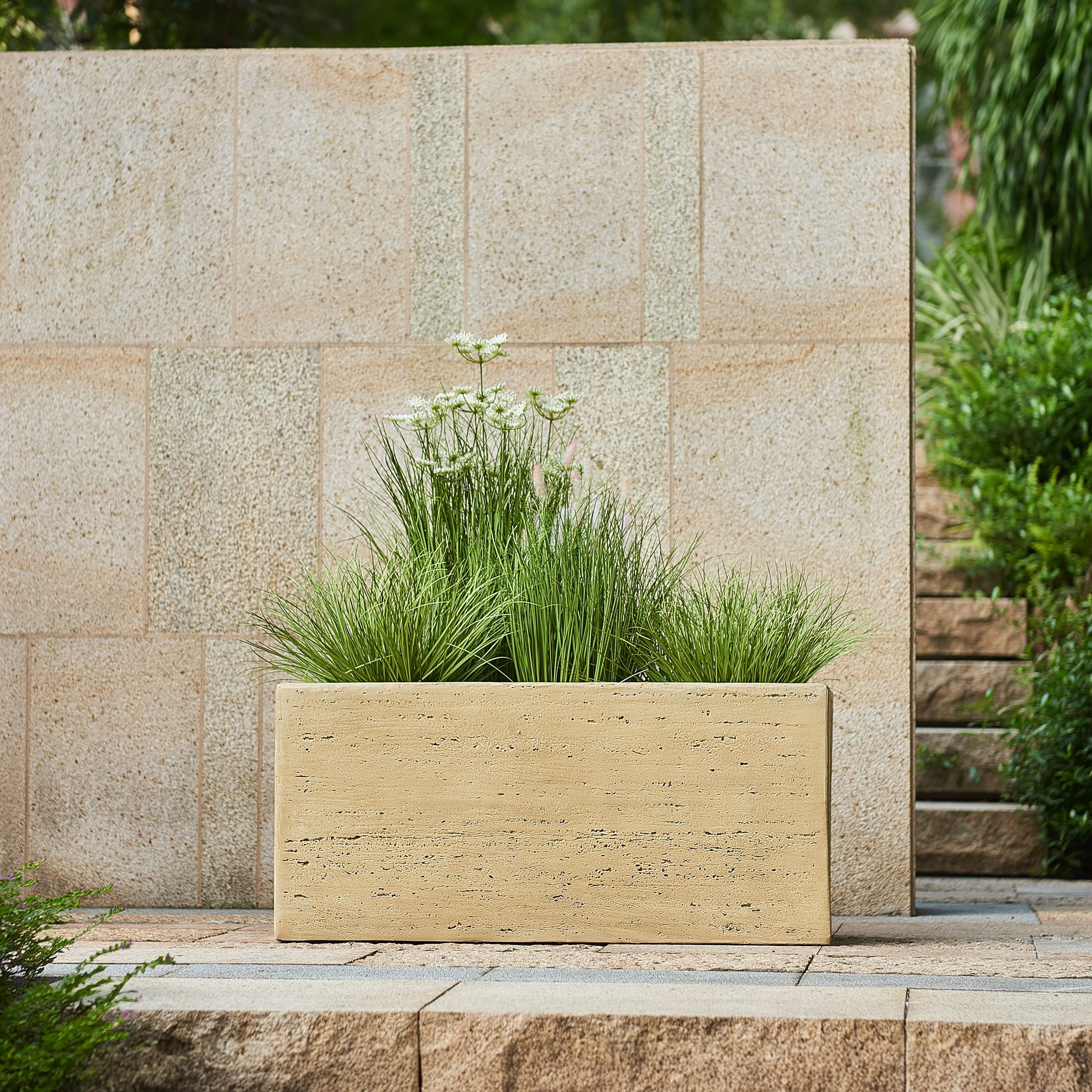 MGO Handmade Rectangle Planter Box, Travertine Beige - Image 2