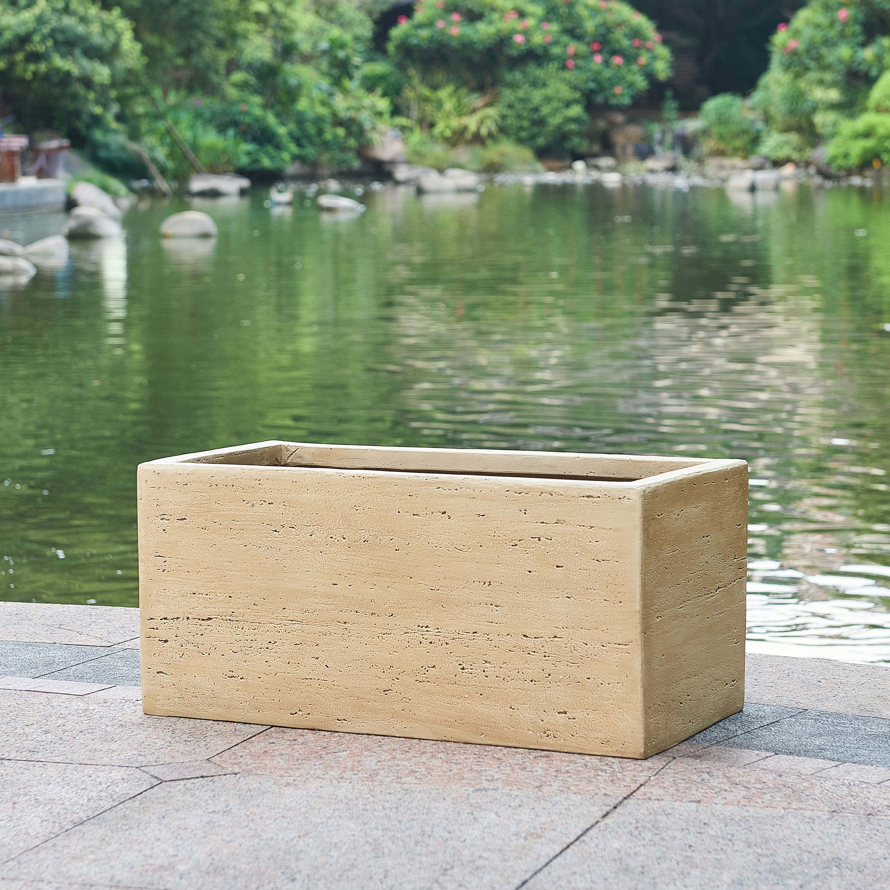 MGO Handmade Rectangle Planter Box, Travertine Beige - Image 3