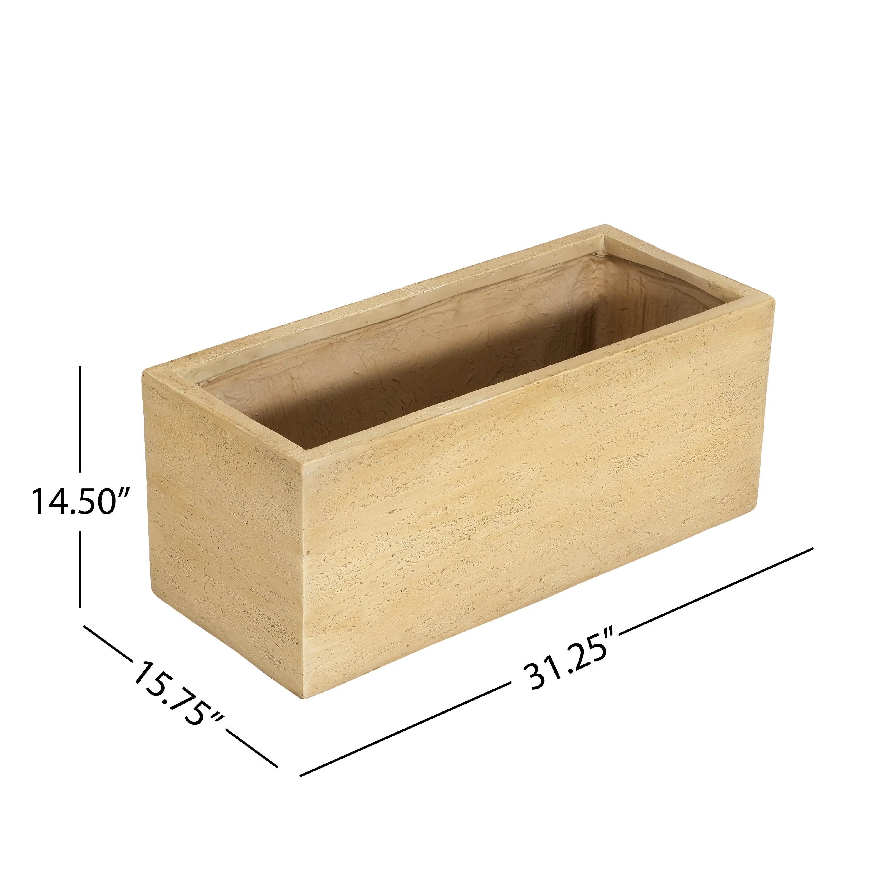 MGO Handmade Rectangle Planter Box, Travertine Beige - Image 6