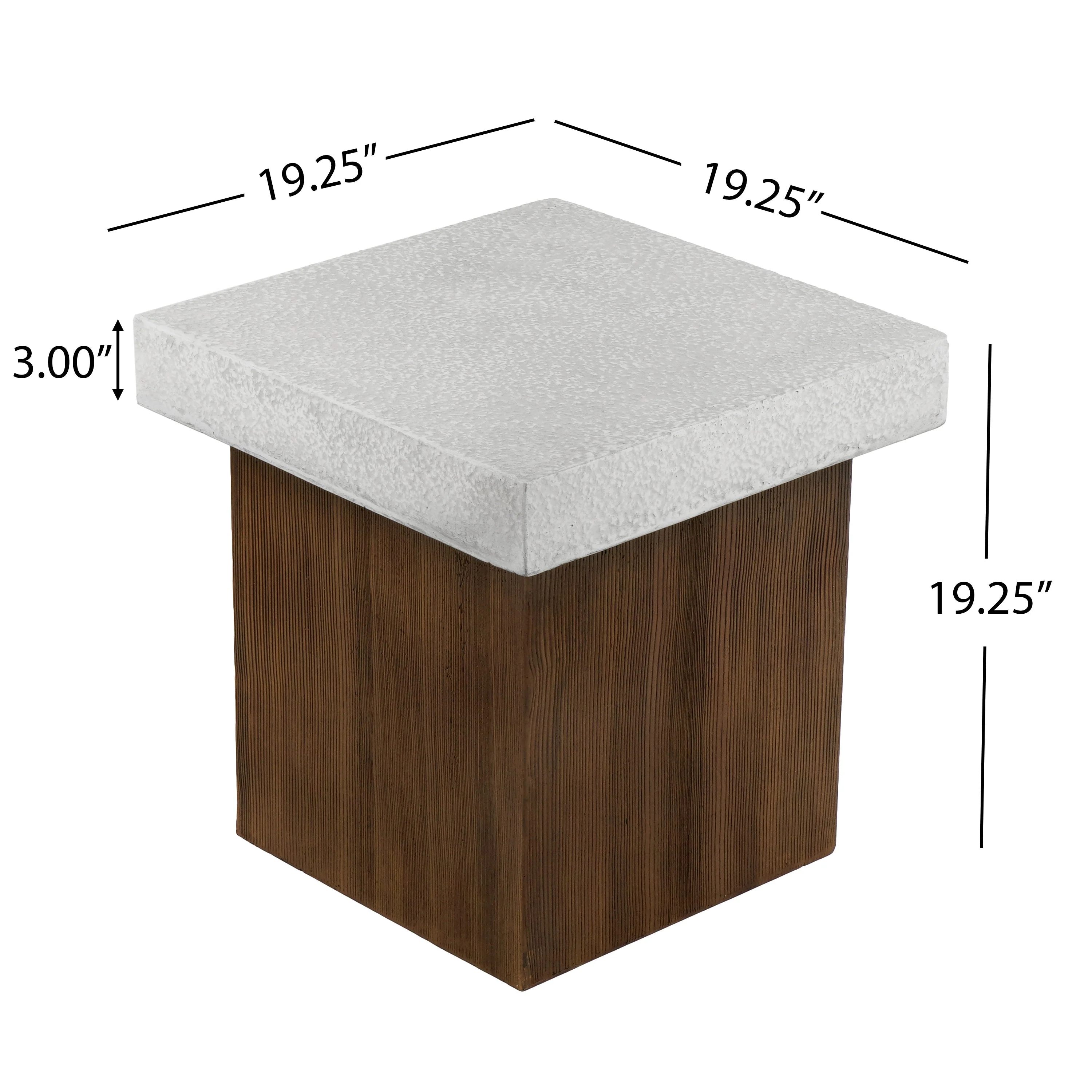 MGO Square Side Table with Faux Stone Top and Wood Frame - Image 3
