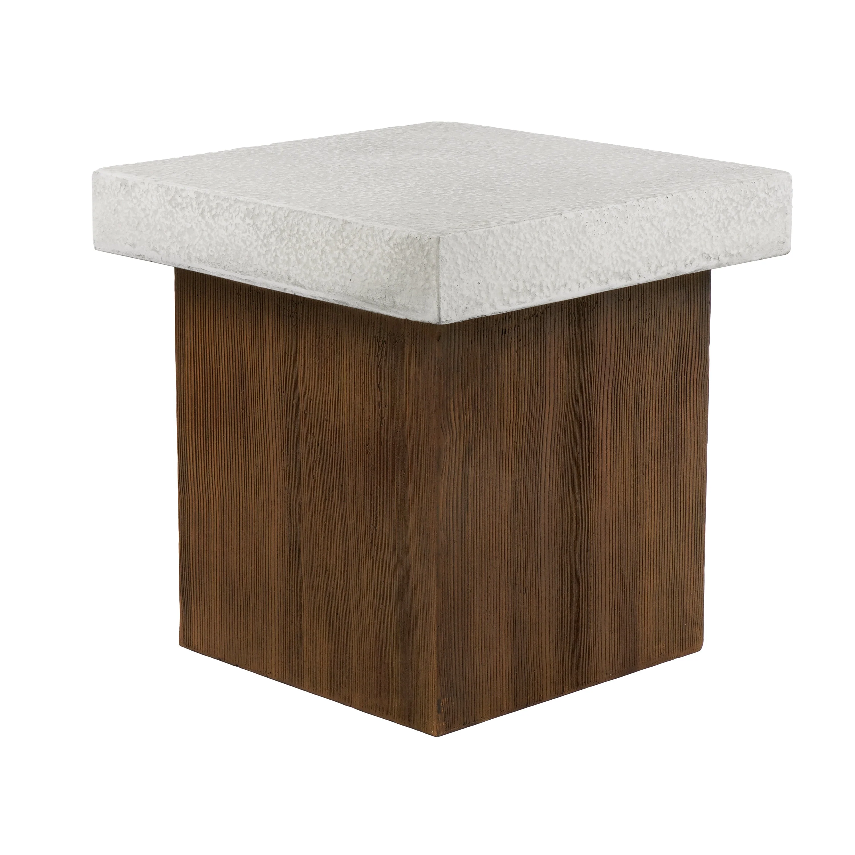 MGO Square Side Table with Faux Stone Top and Wood Frame - Image 5